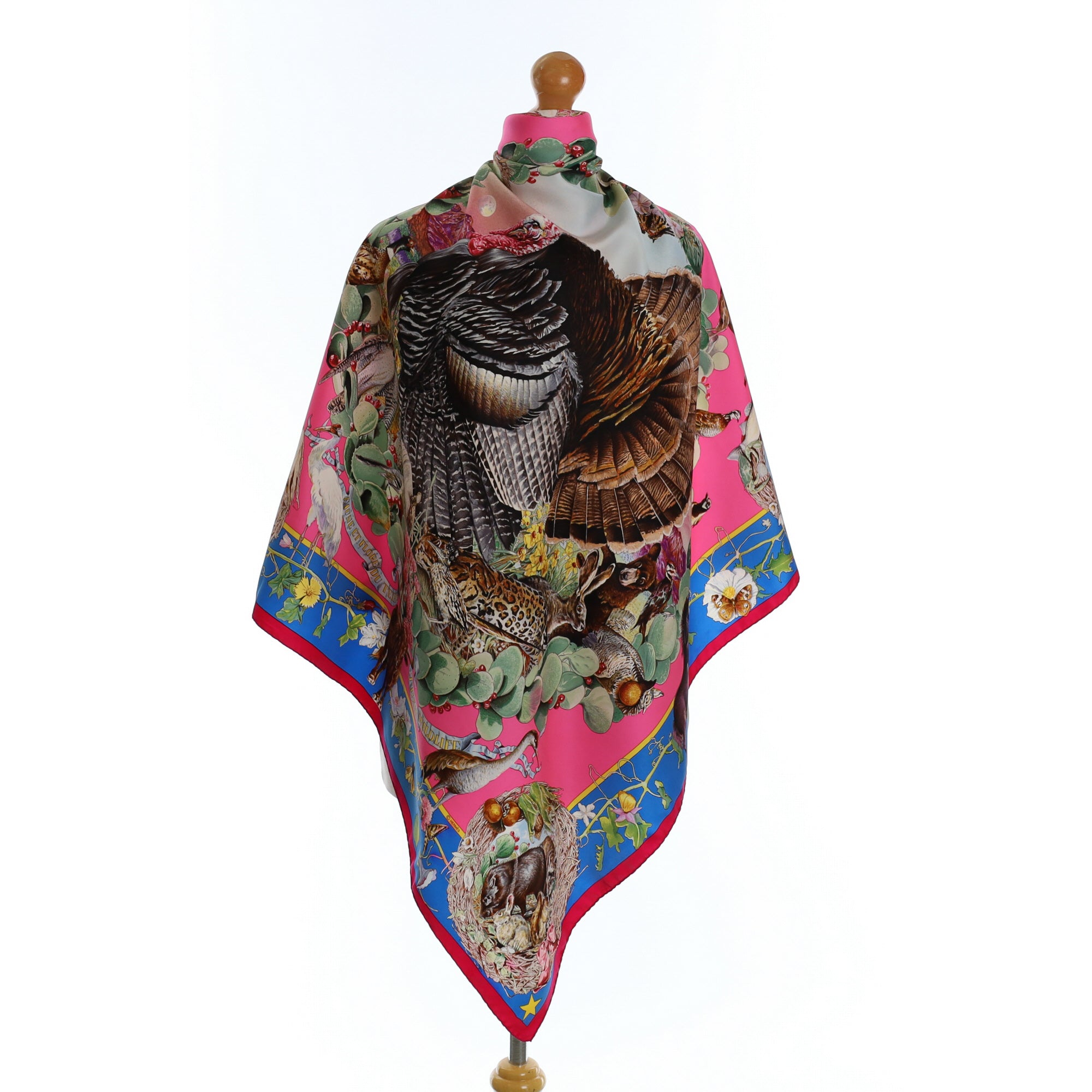 Boxed Hermès Faune et Flore du Texas Silk Scarf Grail
