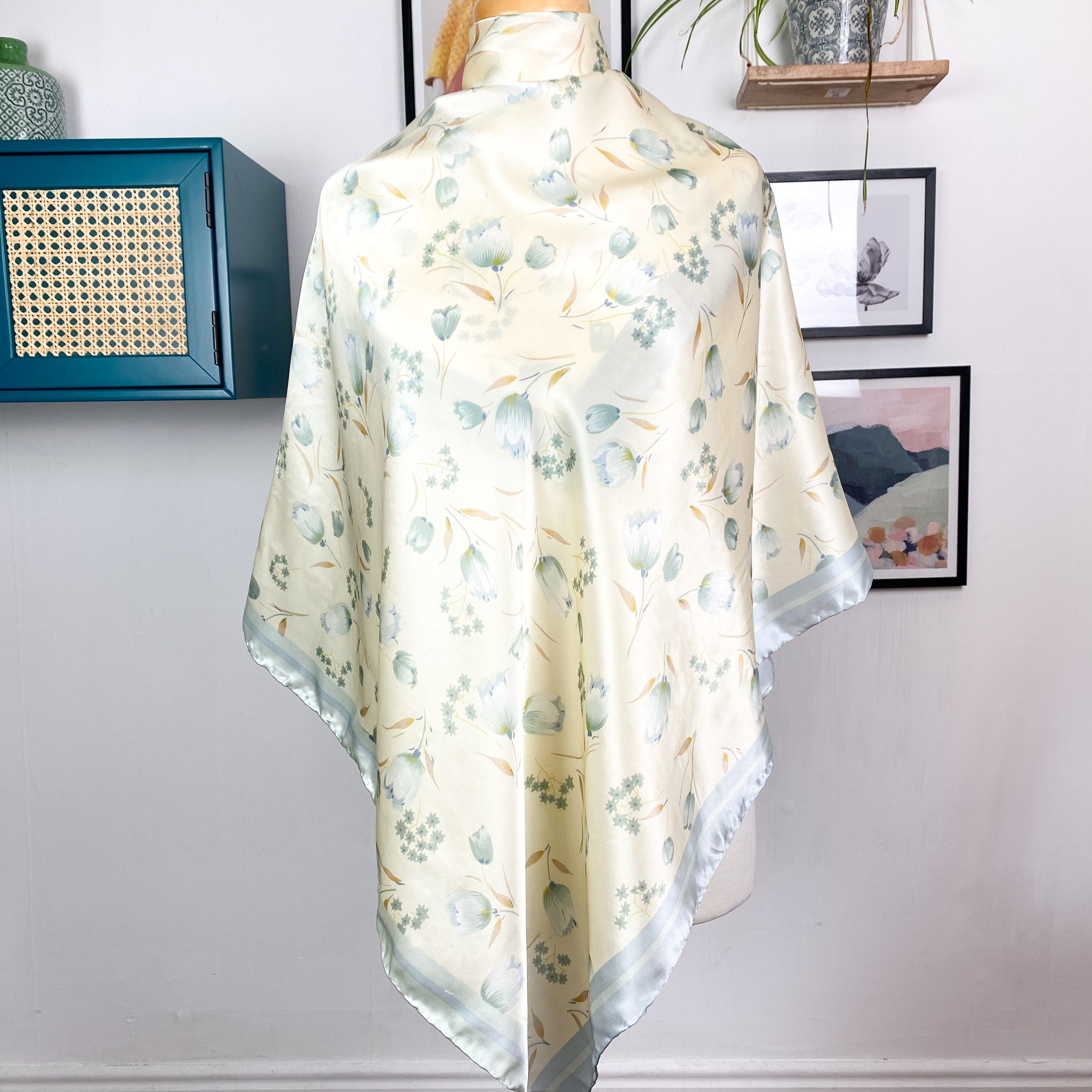 Large Floral Modern Silk Scarf