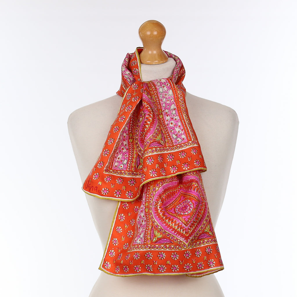 1970’s Vana Red Artistic Paisley Design Vintage Silk Scarf