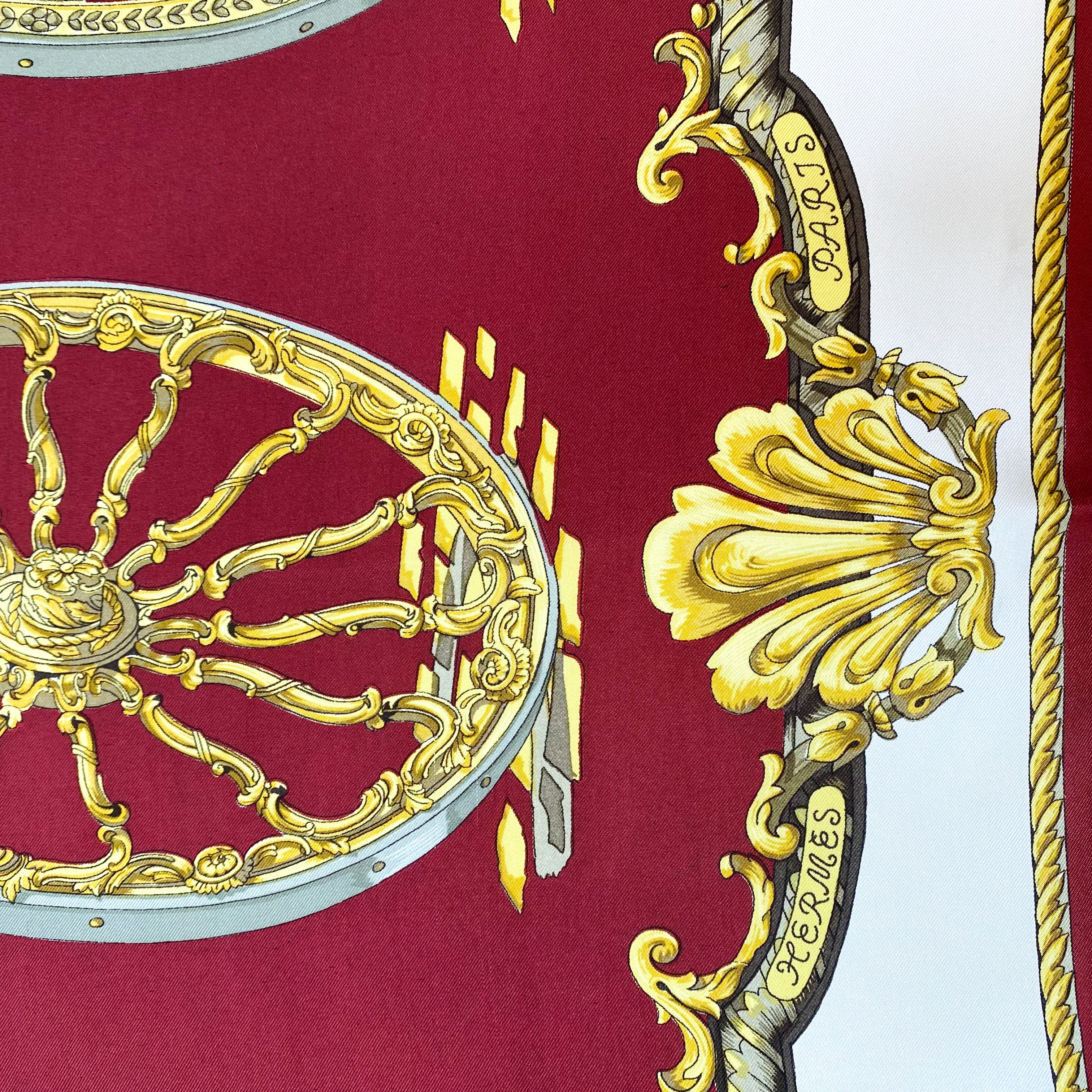 Boxed Hermès Les Roues de Canon Silk Scarf