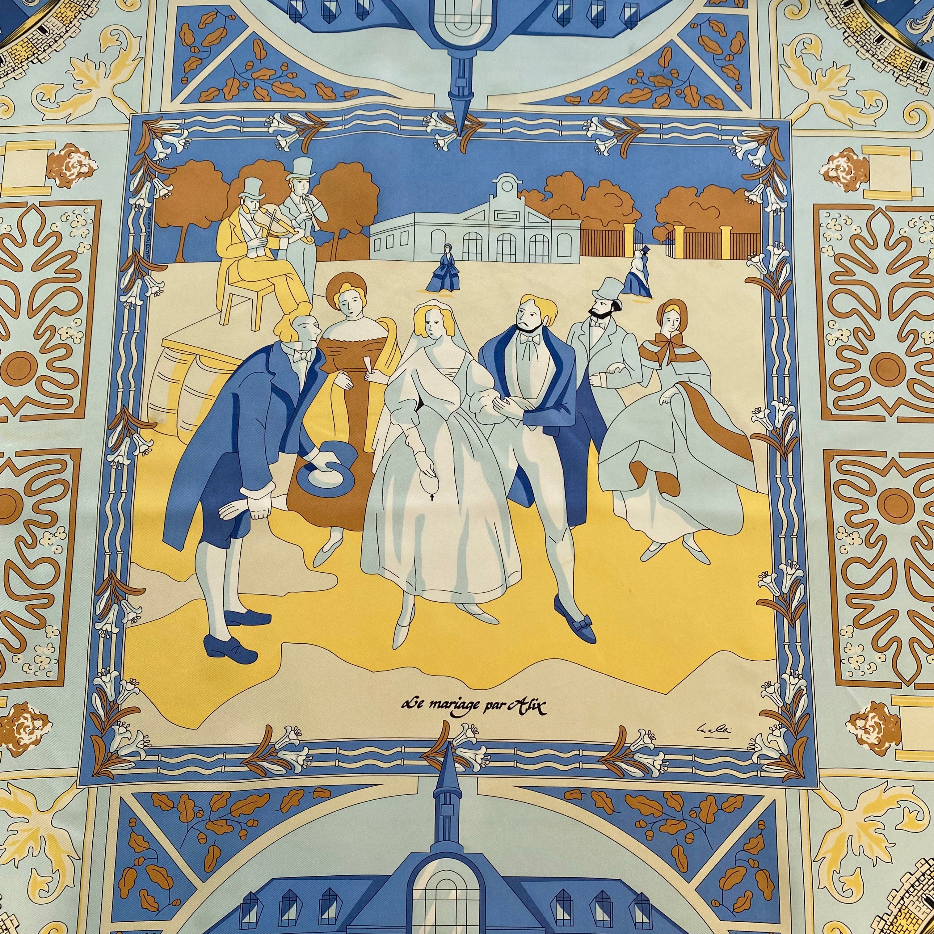 Immaculate French ‘Marriage’ Design Silk Scarf