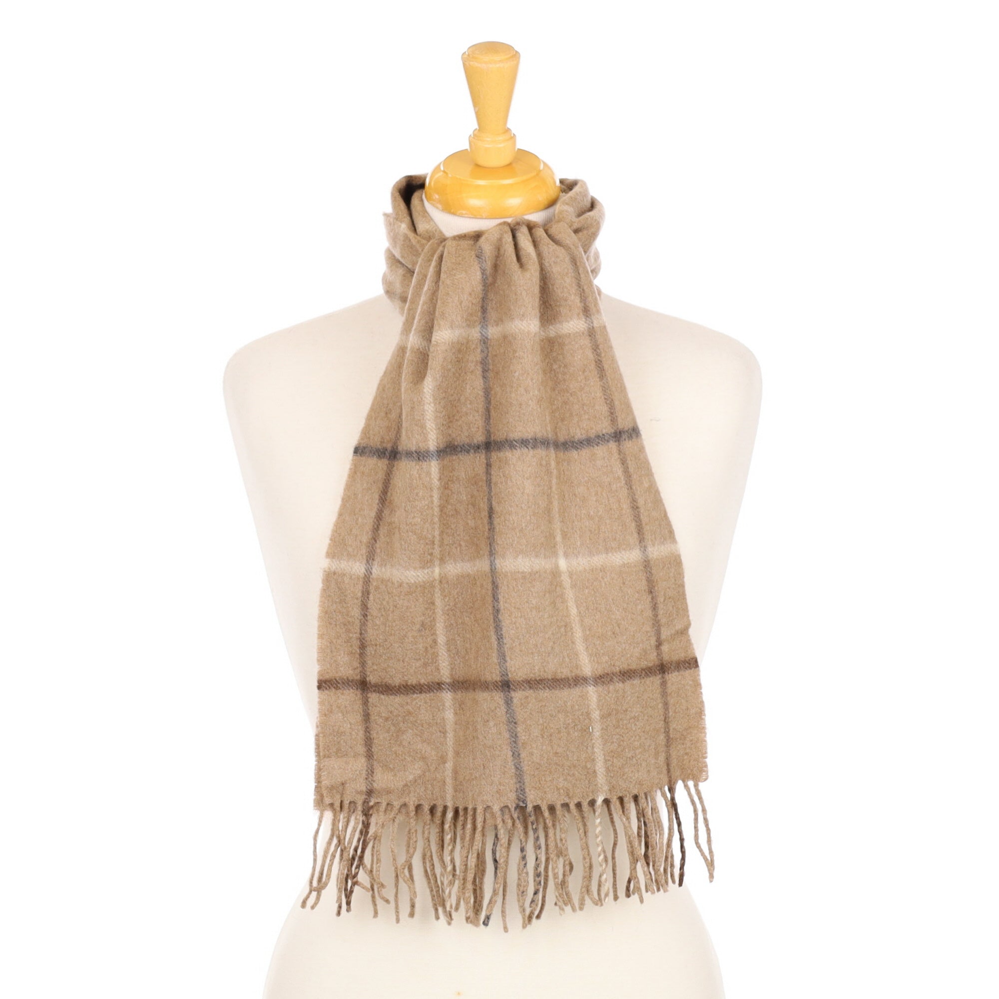 Taupe Checked Woven Scarf