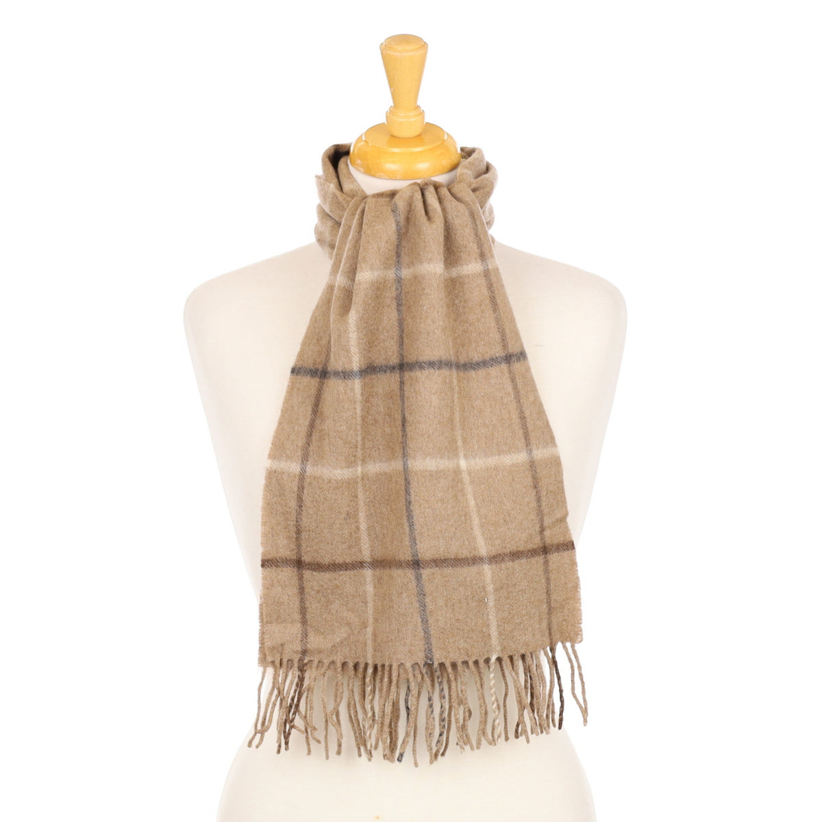 Taupe Checked Woven Scarf
