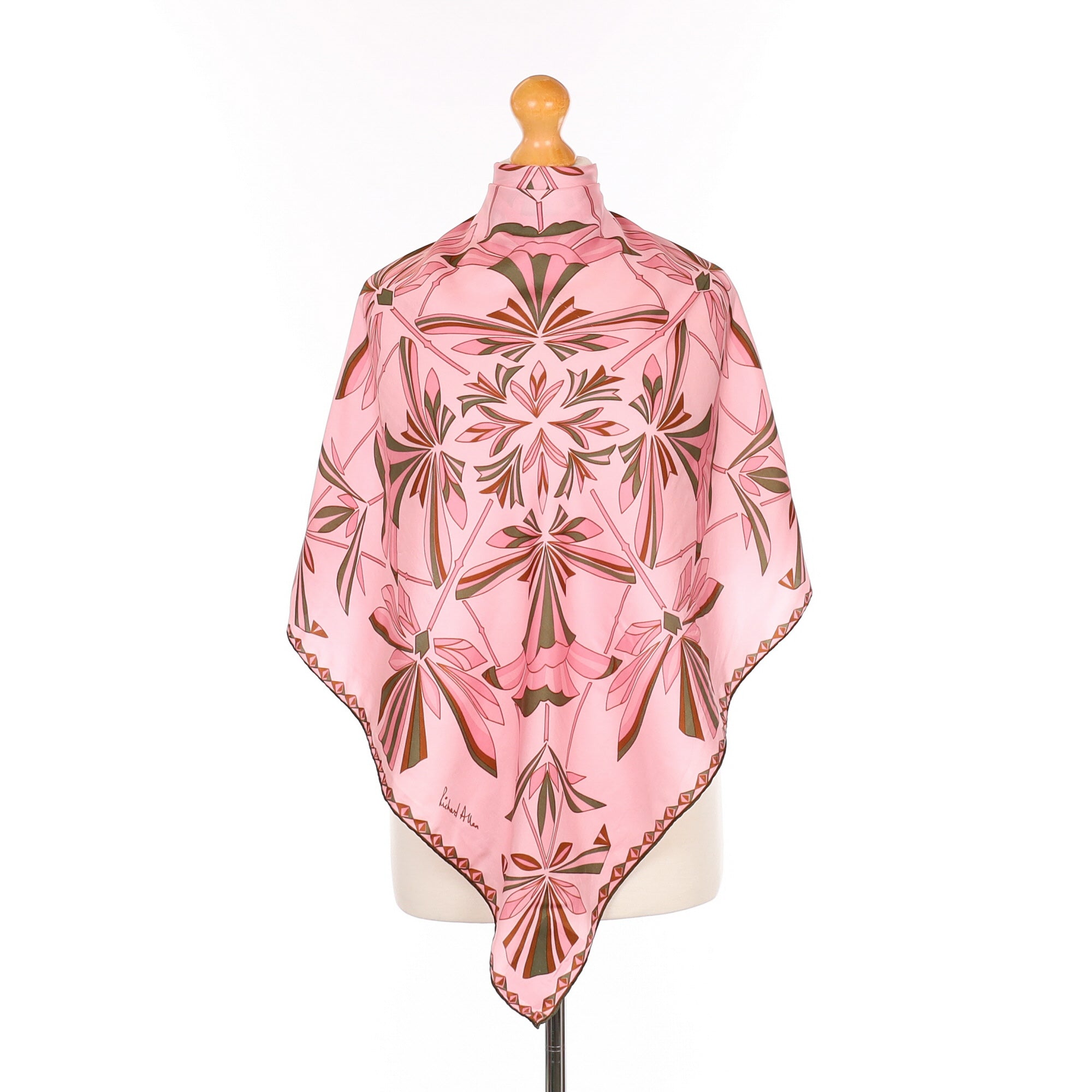 1970’s Richard Allan Pink Patterned Vintage Silk Scarf