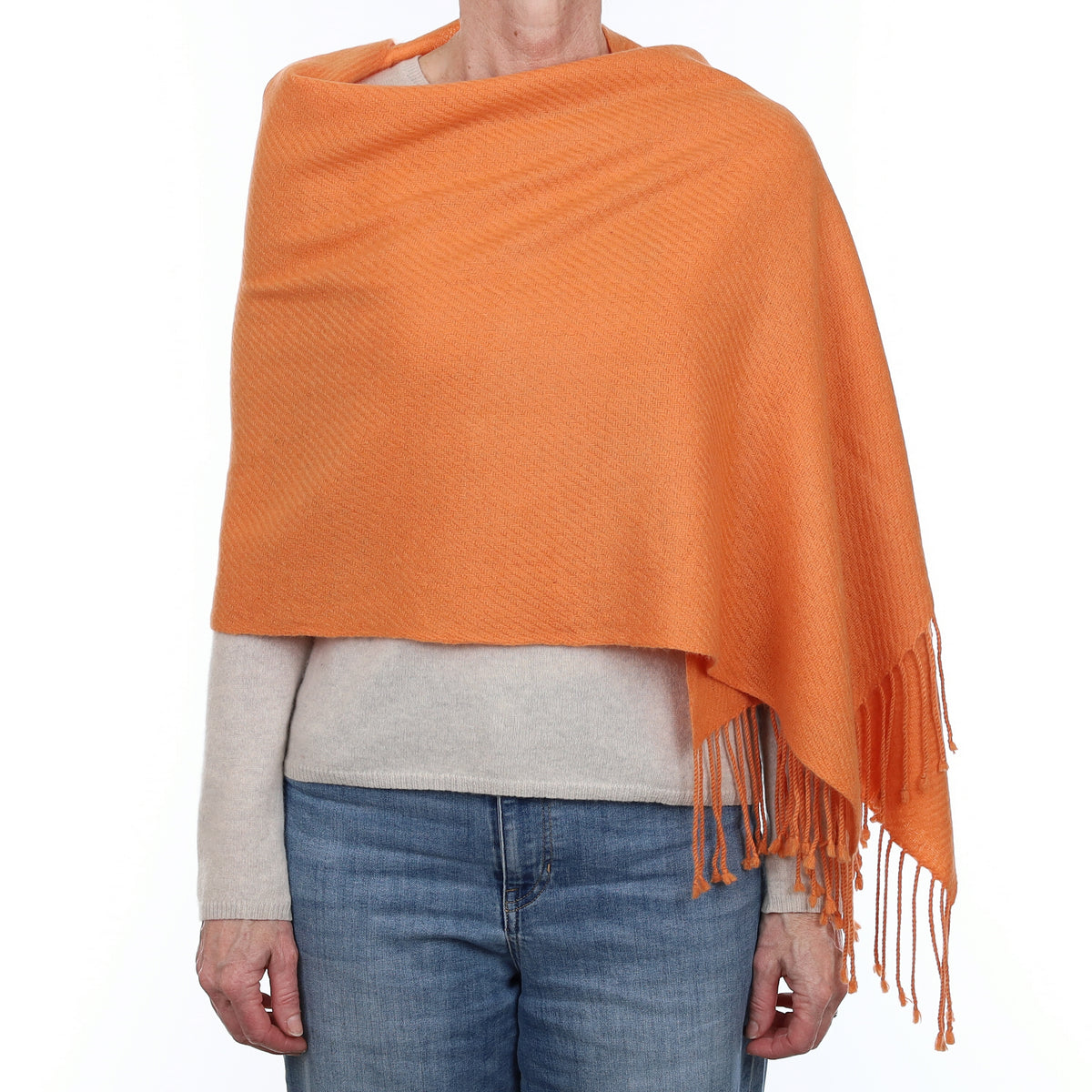 Sunset Orange Cashmere Woven Wrap