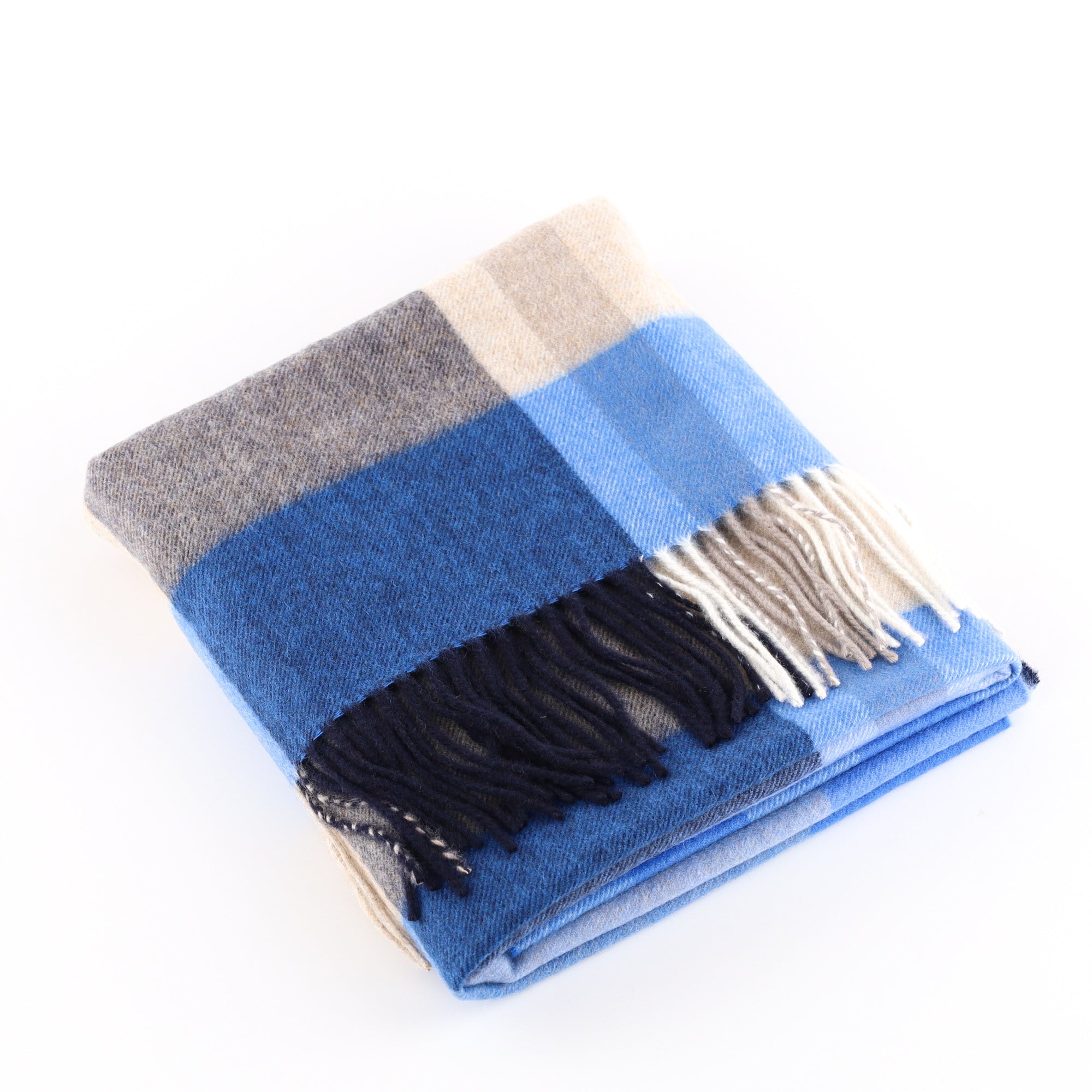 Brand New Scottish Tanzanite Blue Tartan Luxury Cashmere Stole