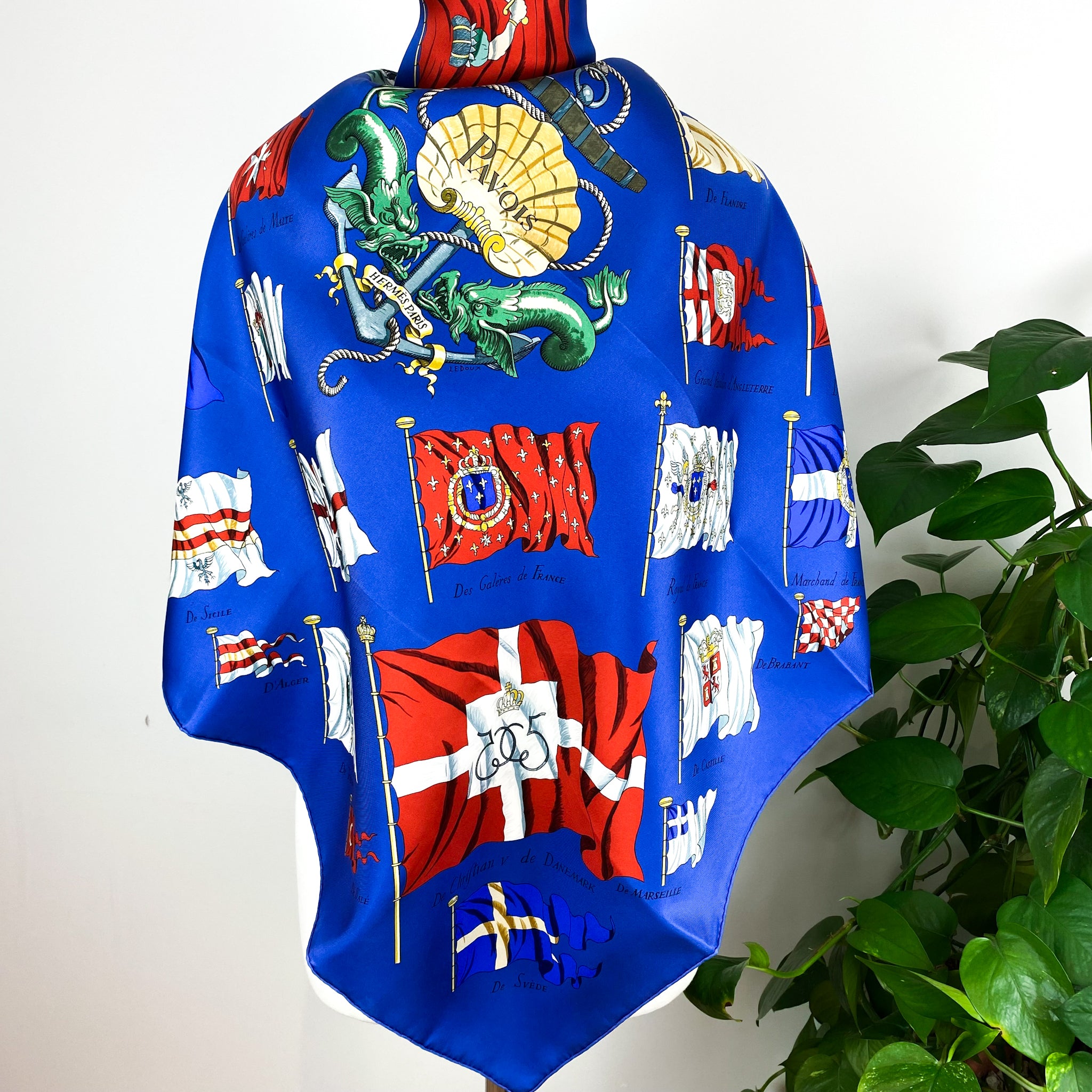 Unworn Boxed Hermes Pavois Designer Silk Scarf