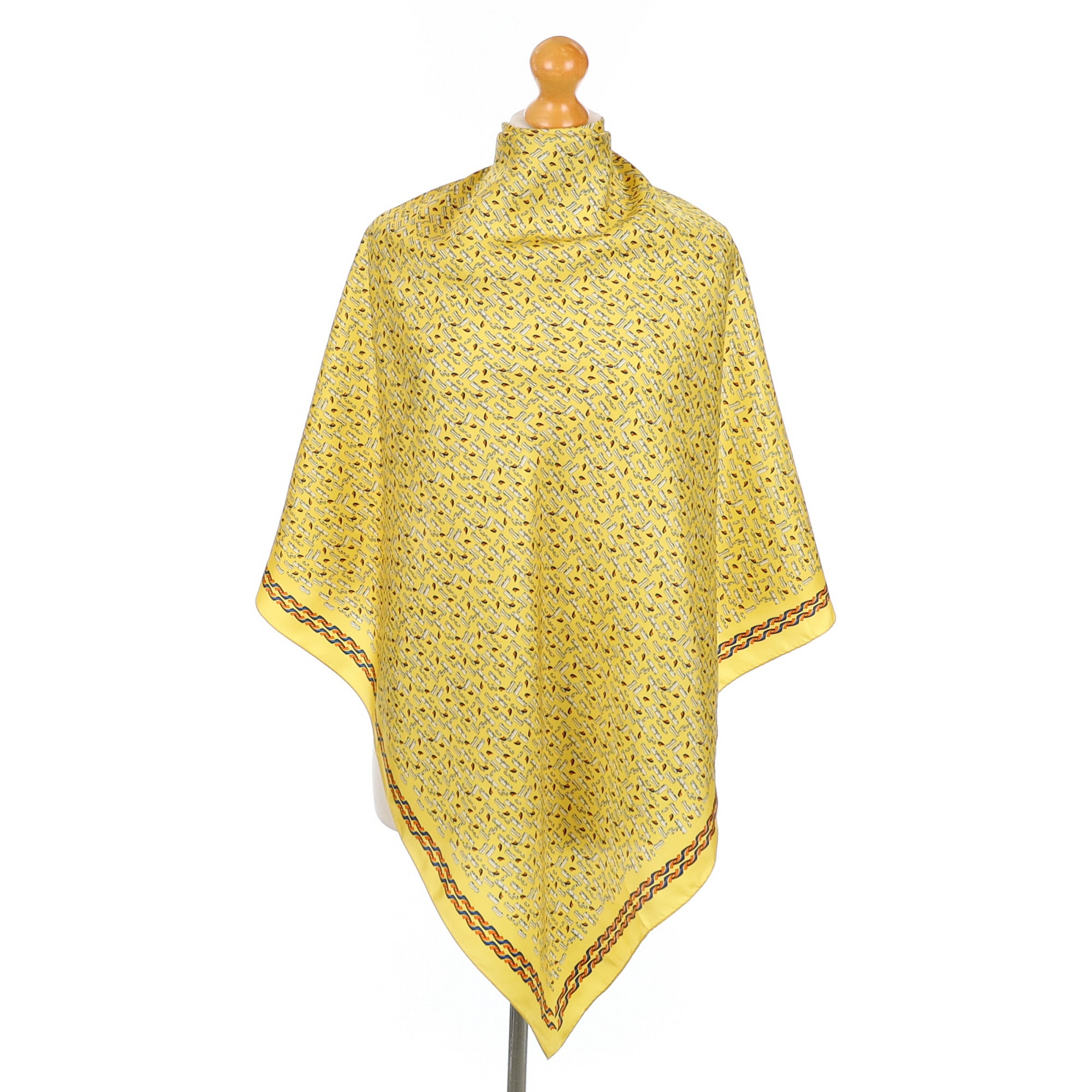 Tiny Vehicle Patterned Yellow Silk Scarf