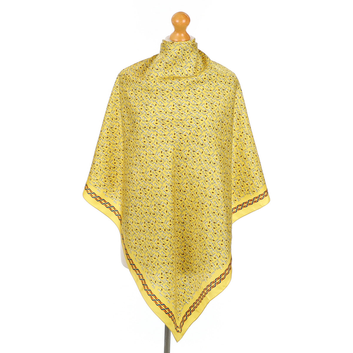 Tiny Vehicle Patterned Yellow Silk Scarf