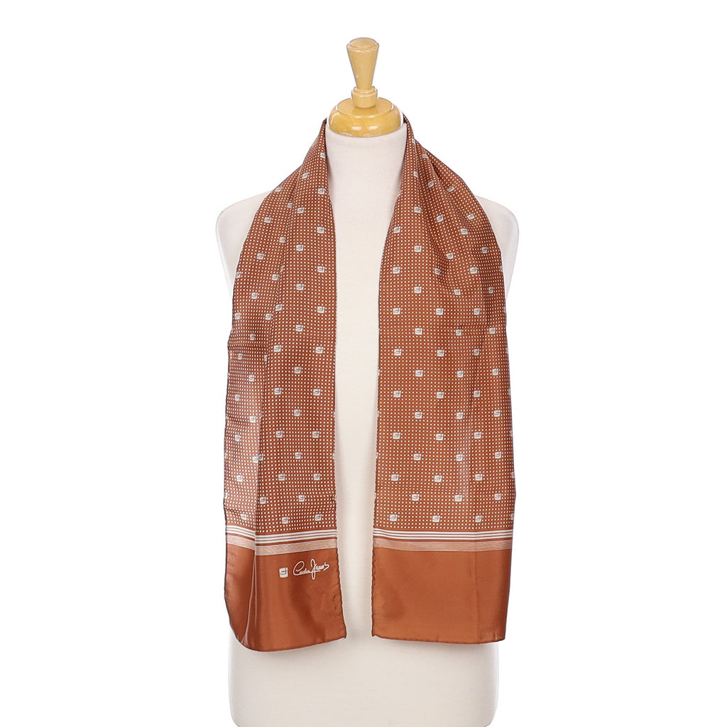 Cornelia James Brown Spotted Vintage Silk Scarf