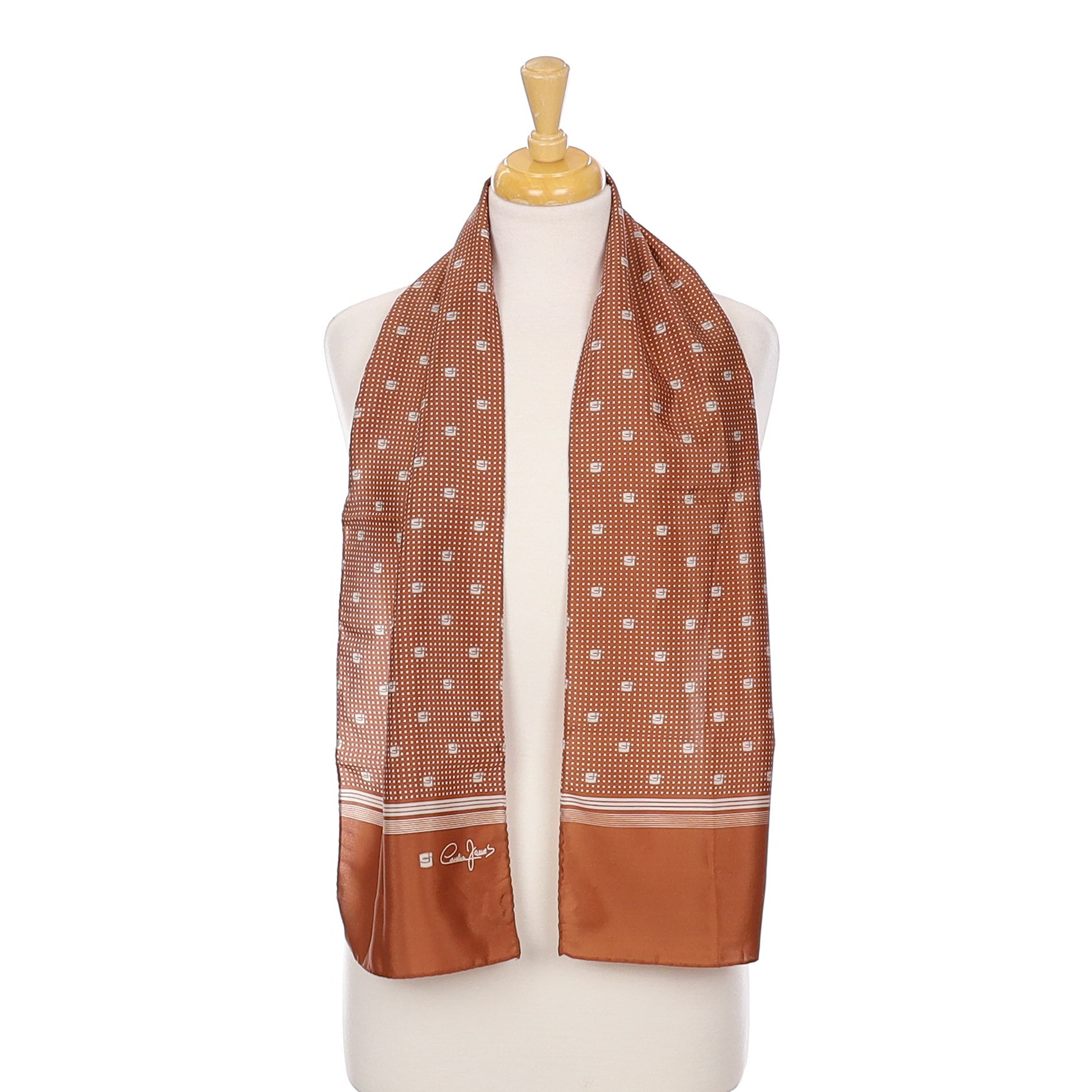 Cornelia James Brown Spotted Vintage Silk Scarf