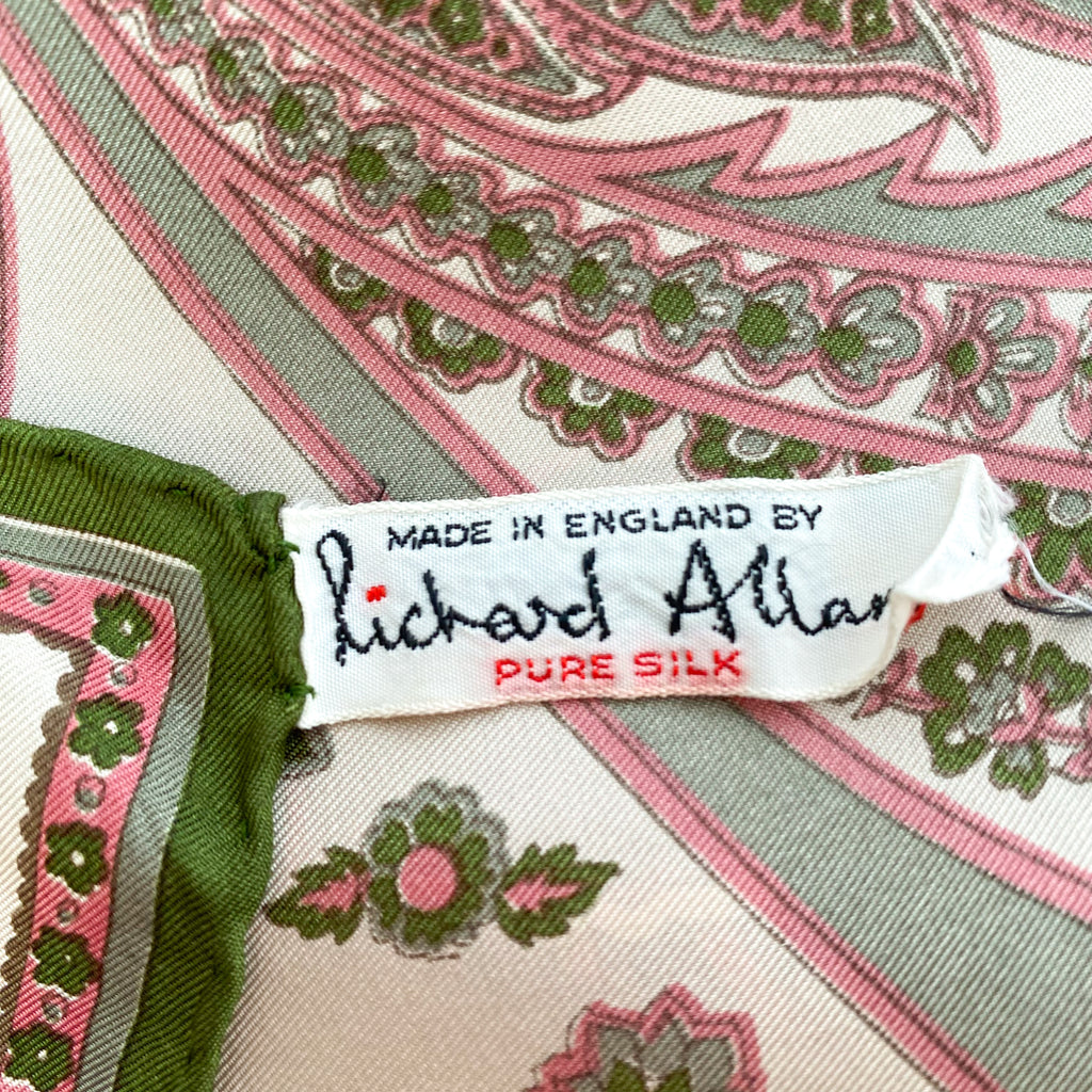 1970s Richard Allan Paisley Vintage Silk Scarf