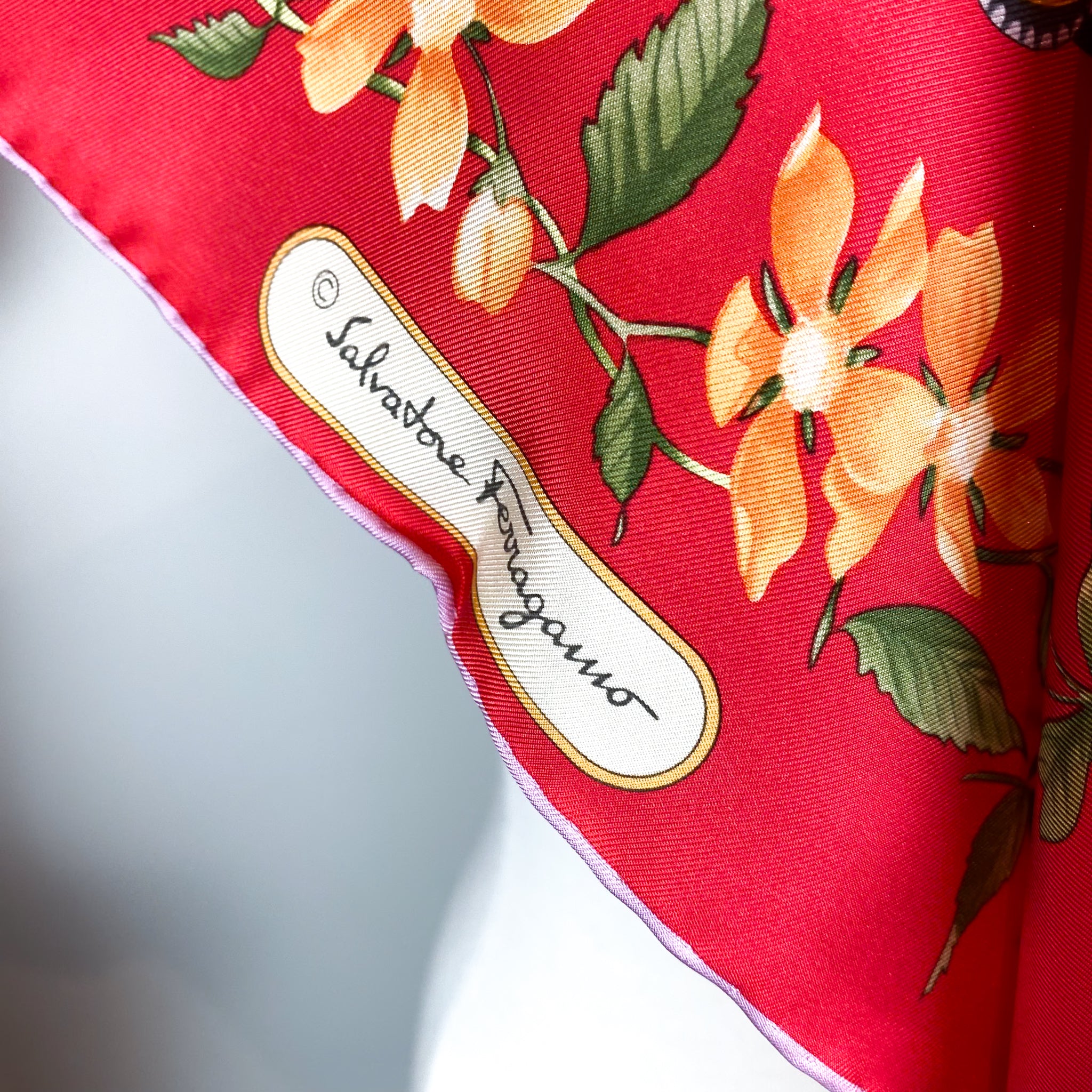 Brand New Boxed Salvatore Ferragamo Floral Designer Silk Scarf