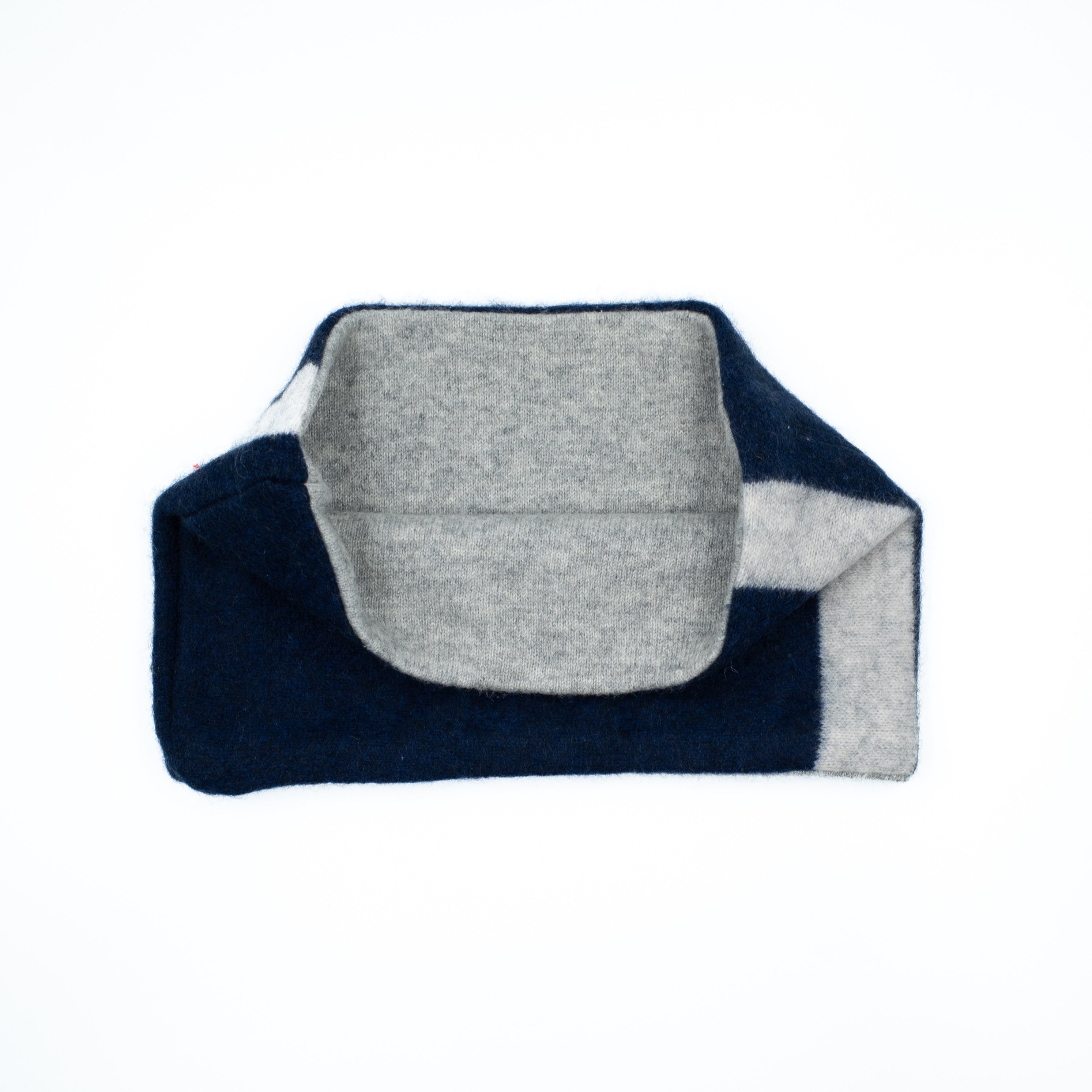 Navy and Pale Grey Stripe Neck Warmer