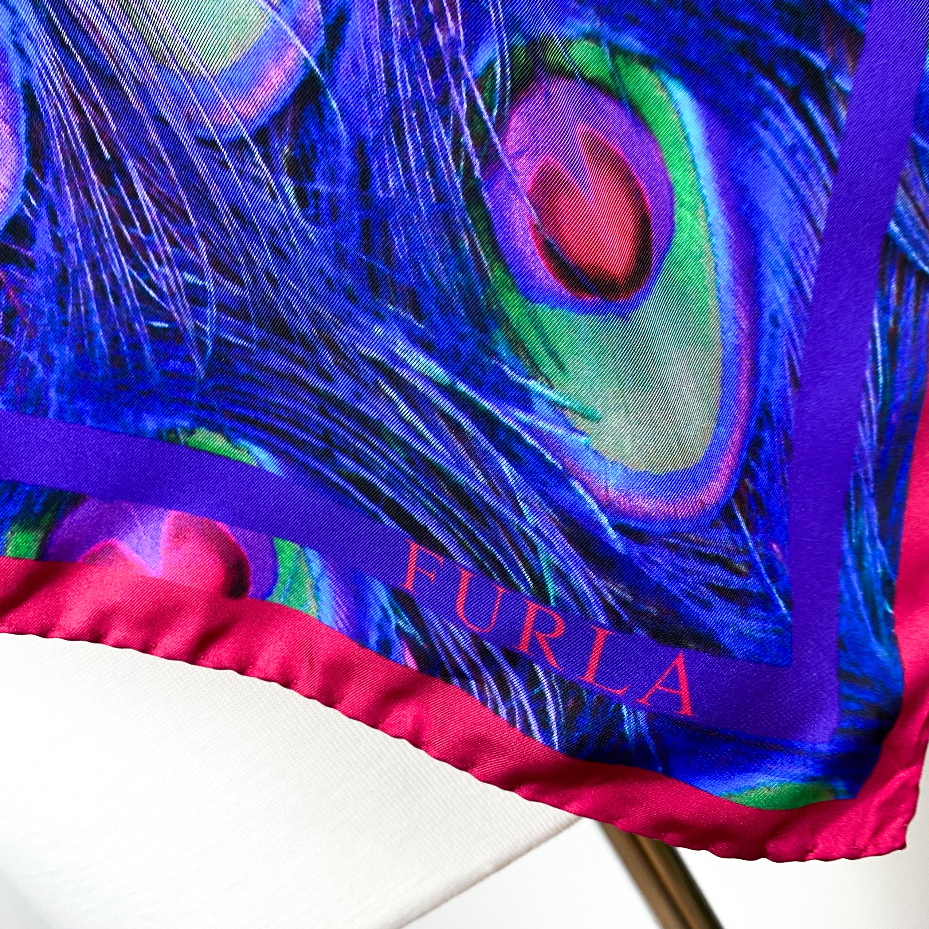 Furla Peacock Feather Silk Scarf