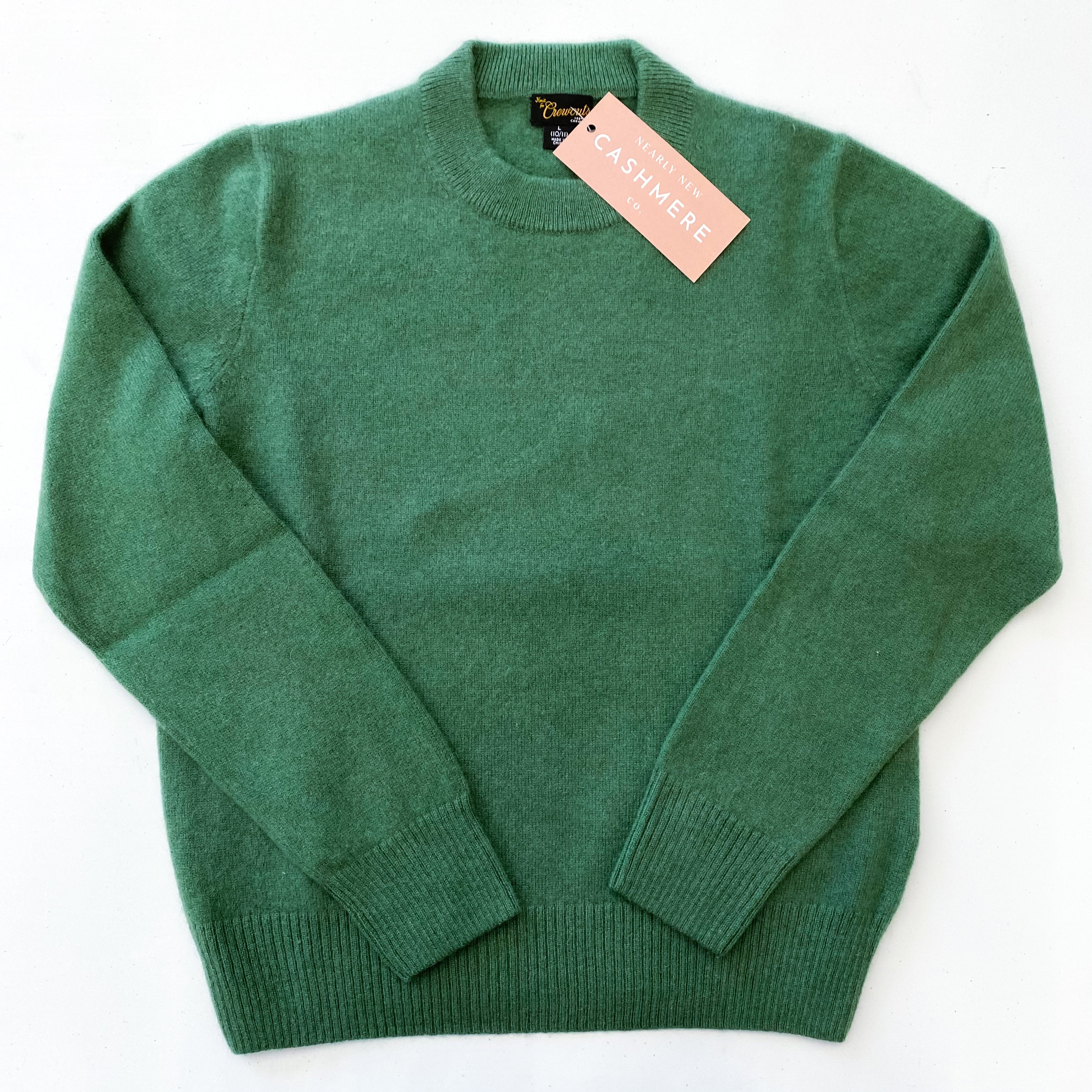 Children’s Moss Green Cashmere Crew Neck Jumper Age 10