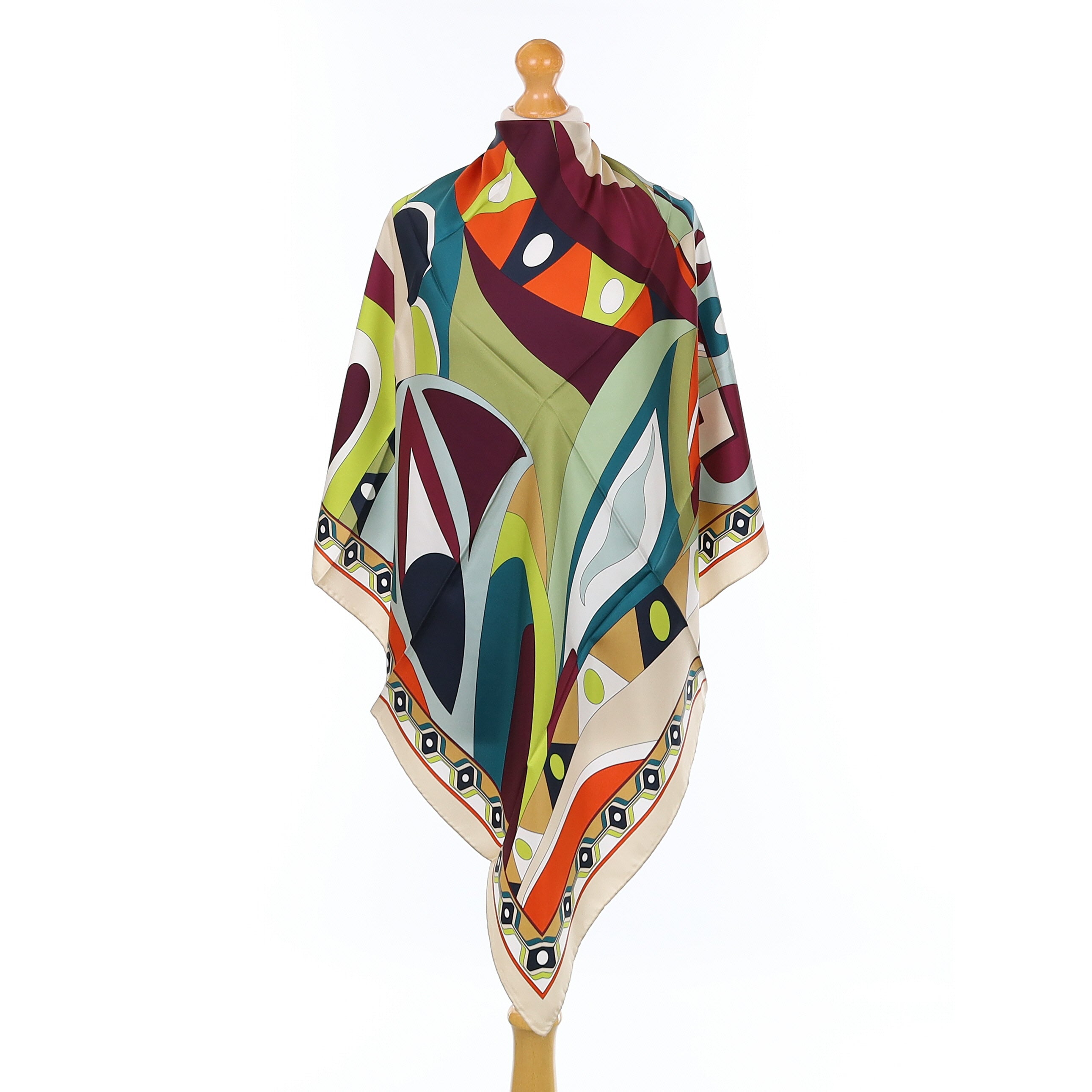 Brand New Italian Colourful Geometric Silk Scarf