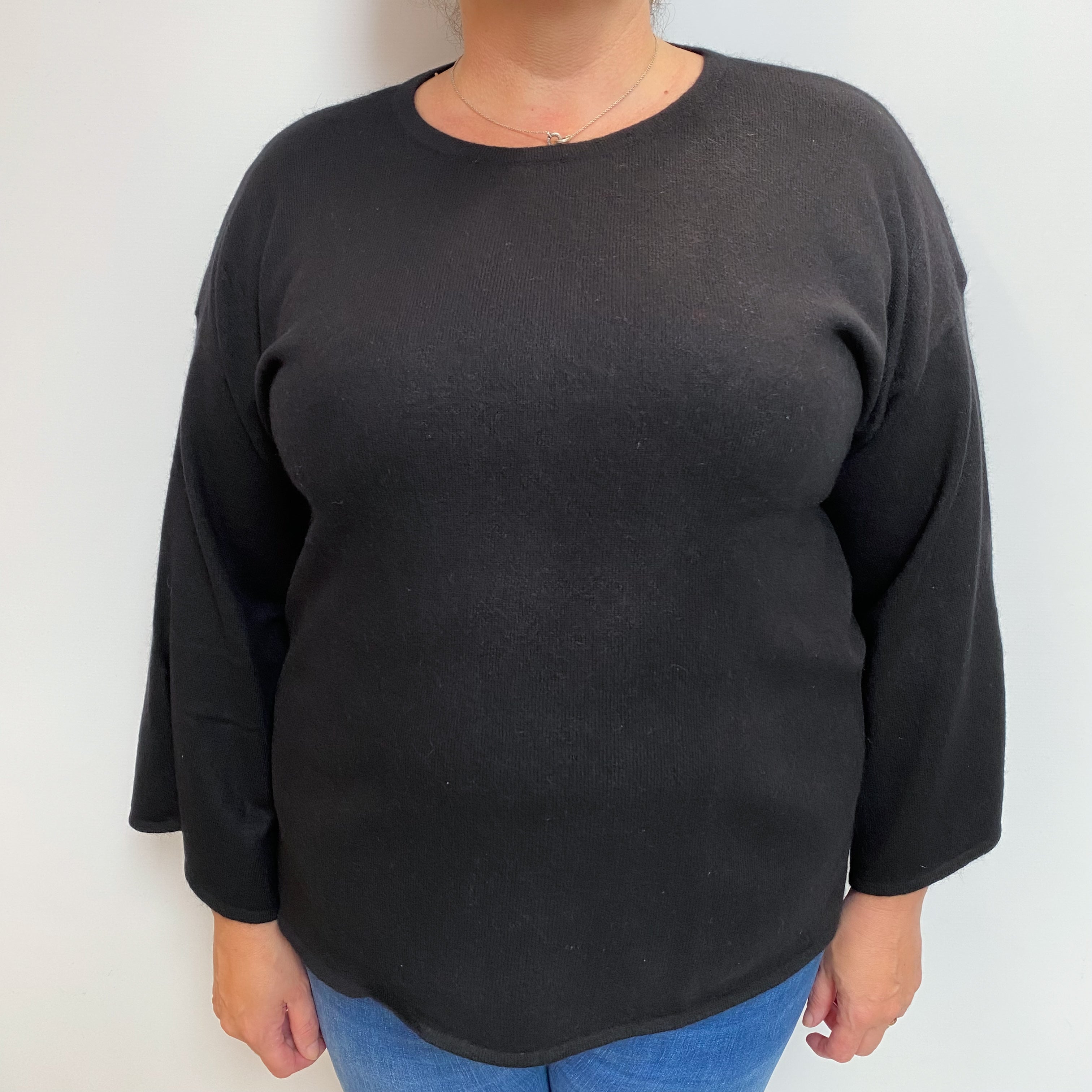 Black Cashmere Crew Neck Jumper Extra Large