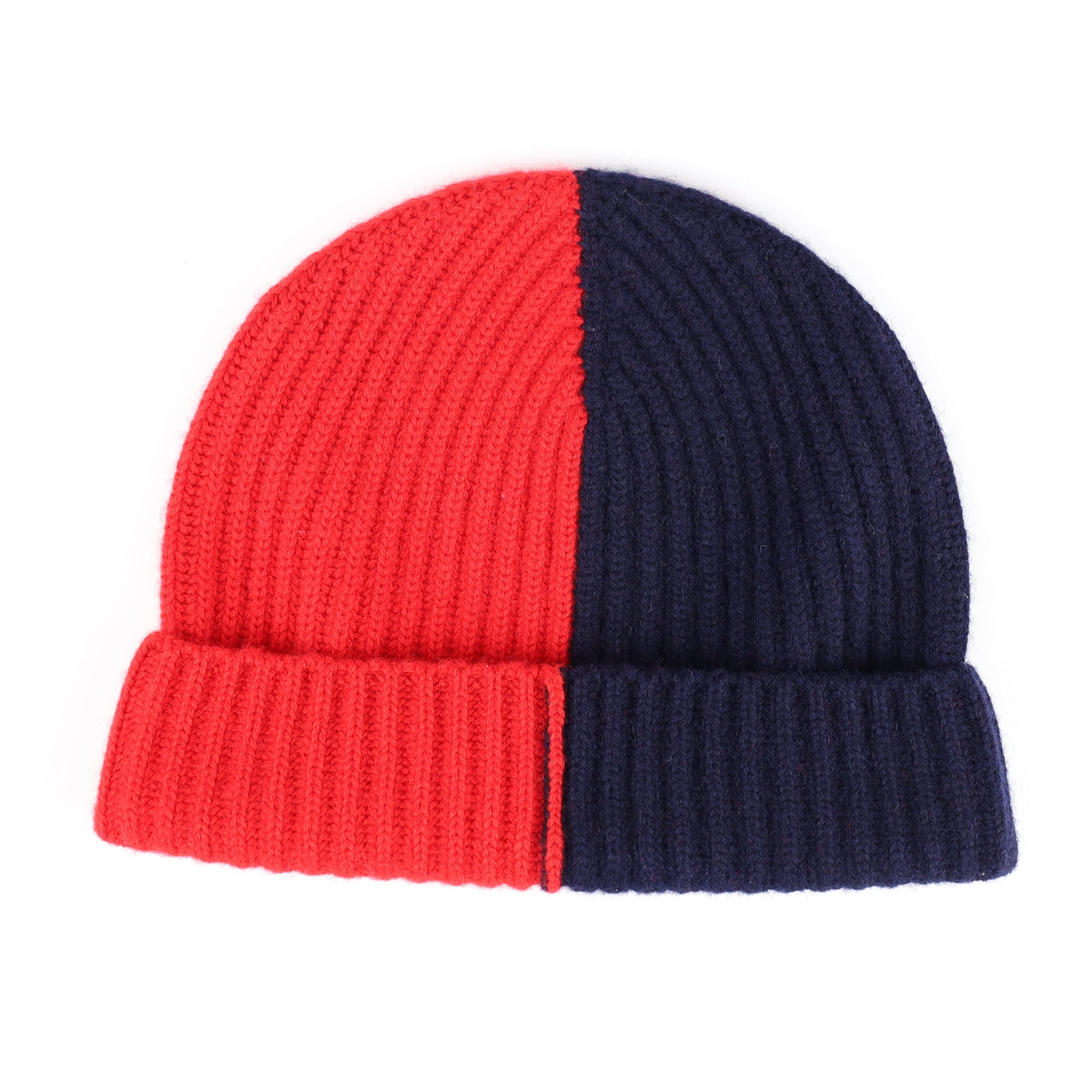 Begg & Co Scottish Navy and Red Luxury Chunky Cashmere Beanie Hat