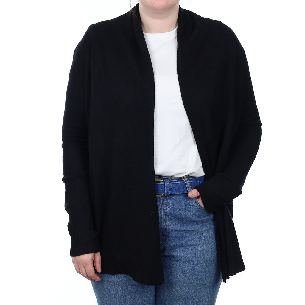 Black Cashmere Edge to Edge Cardigan Large