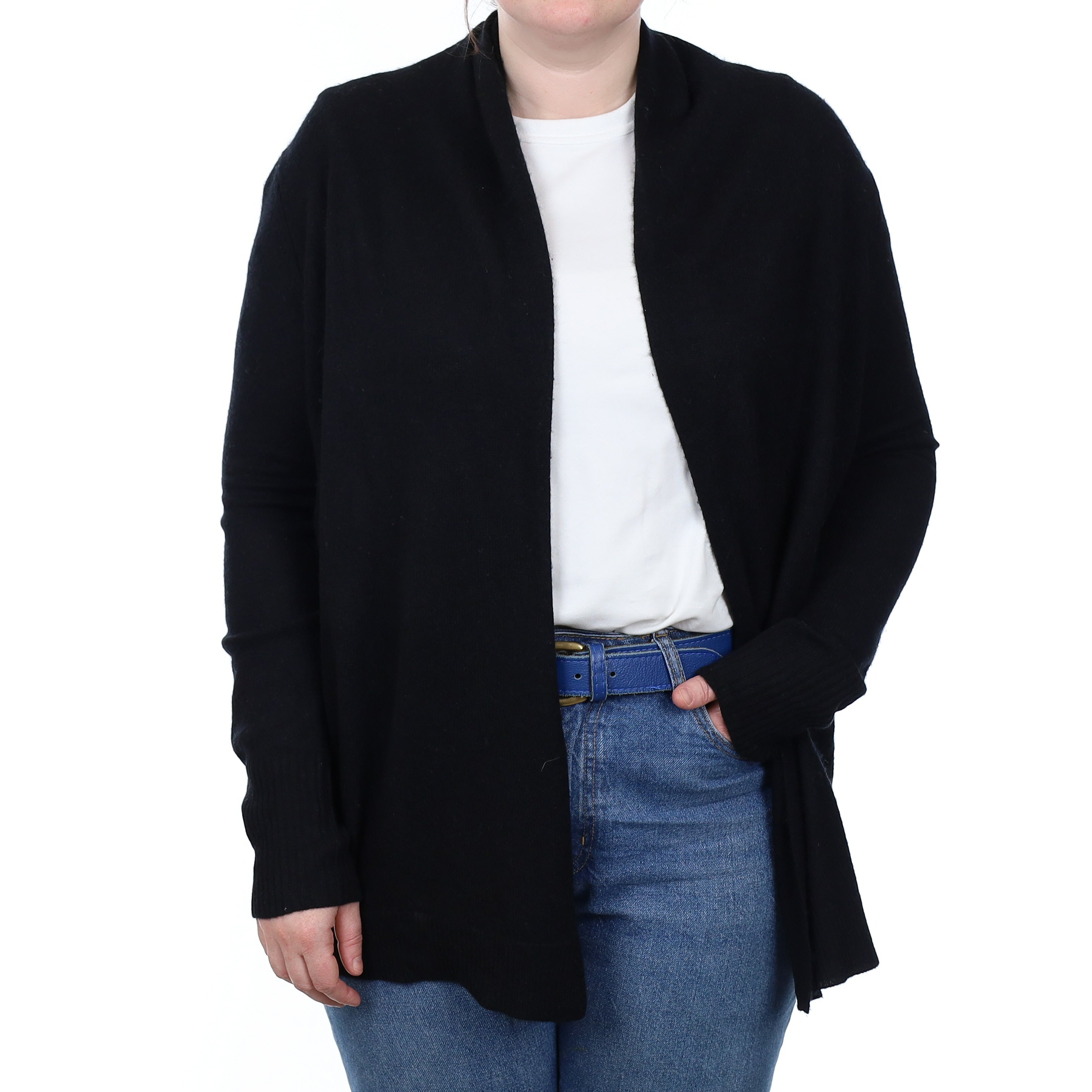 Black Cashmere Edge to Edge Cardigan Large