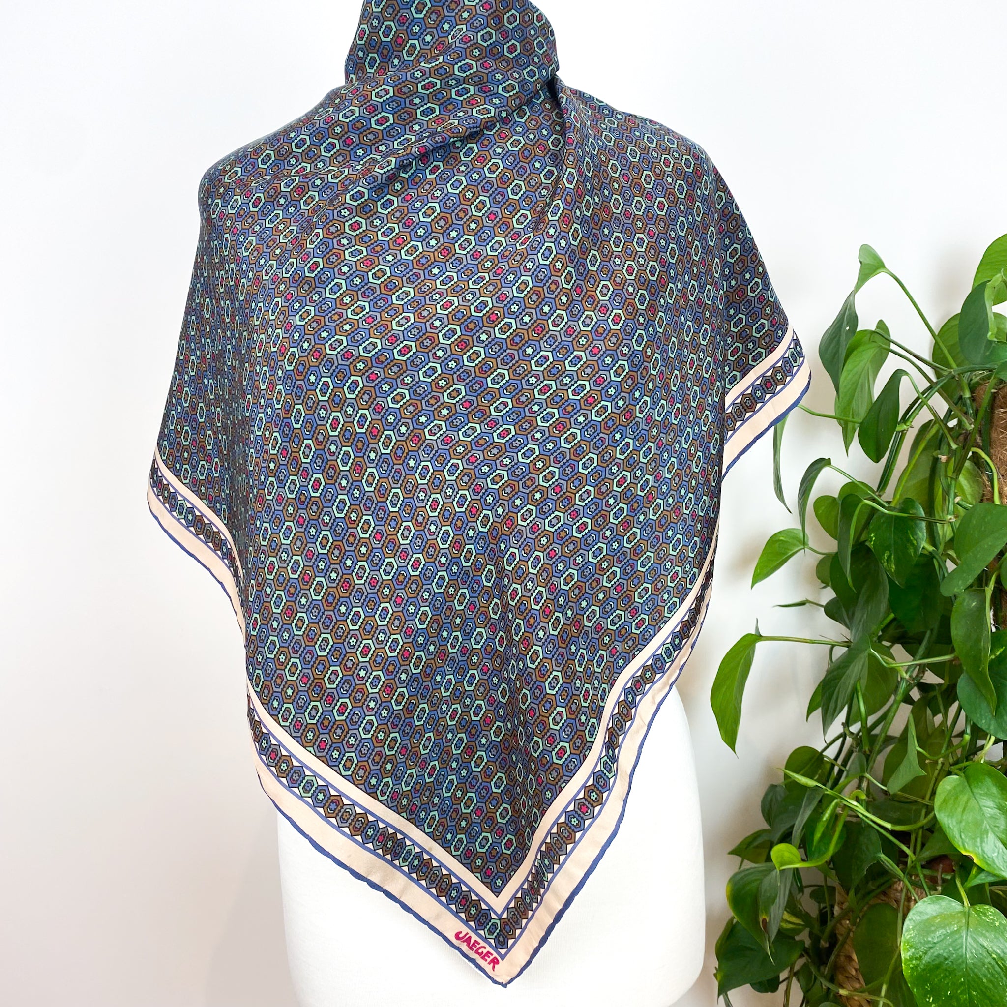 1970s Jaeger Vintage Silk Scarf