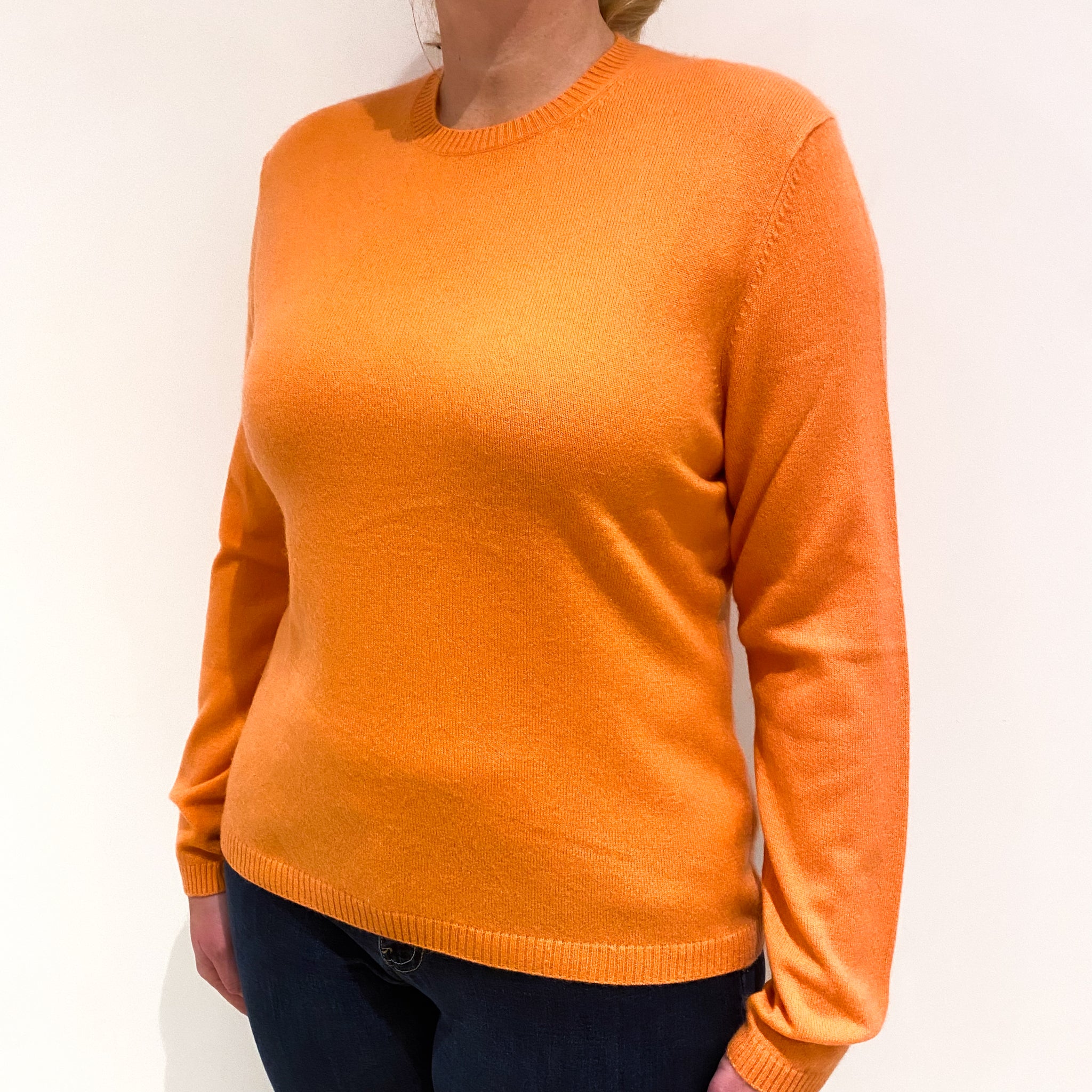 Flame Orange Cashmere Crew Neck Jumper Large
