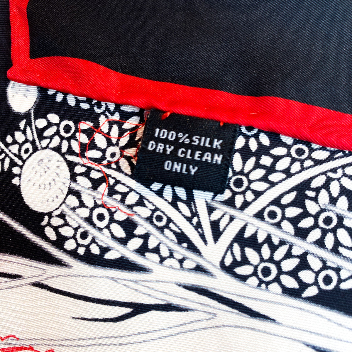 Black White and Red Etched Silk Scarf
