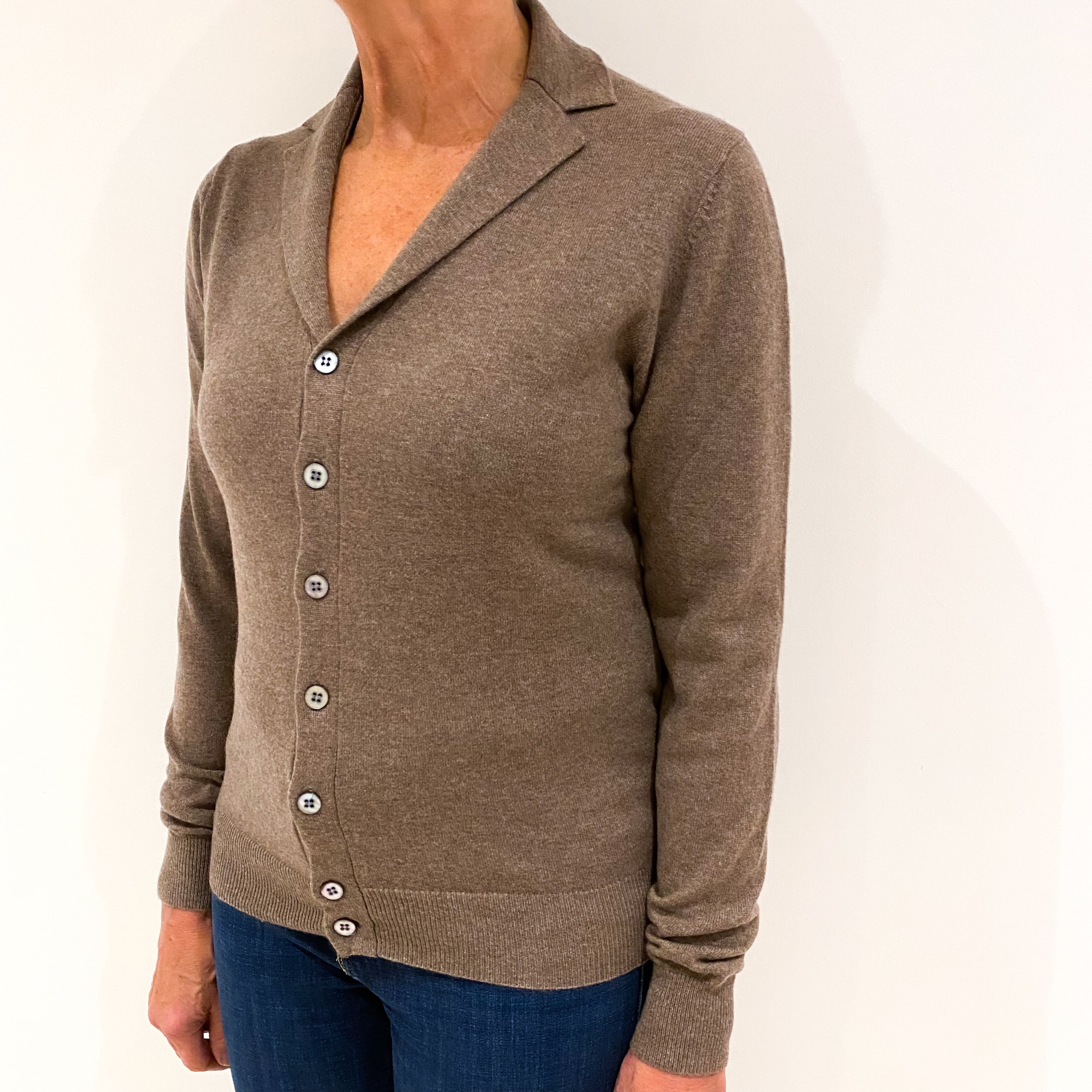 Latte Brown Cashmere Cardigan Medium