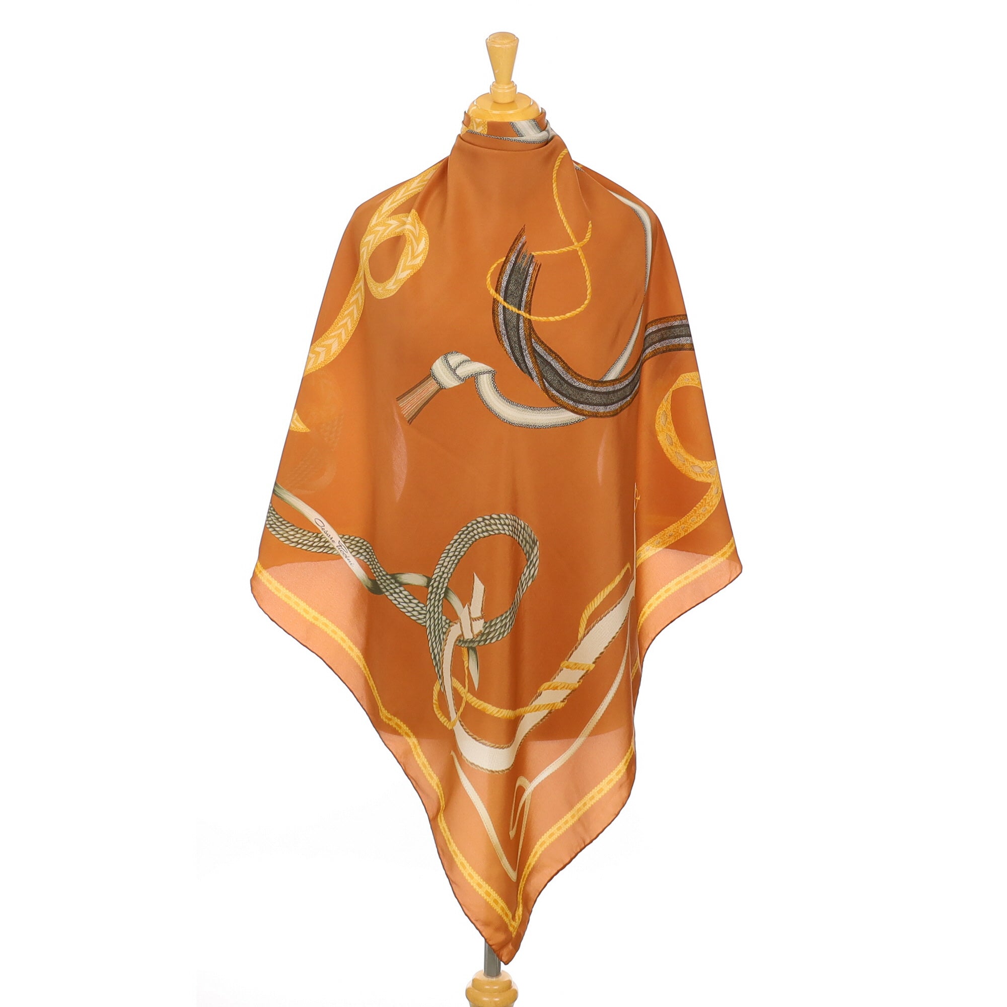 Italian Classic Patterned Vintage Silk Scarf