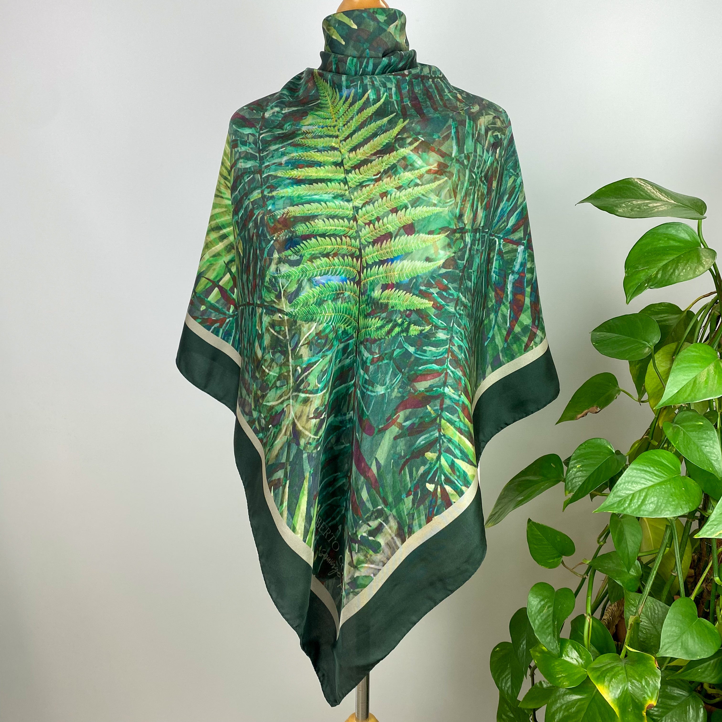 Roberto Coin Green Tropical Silk Scarf