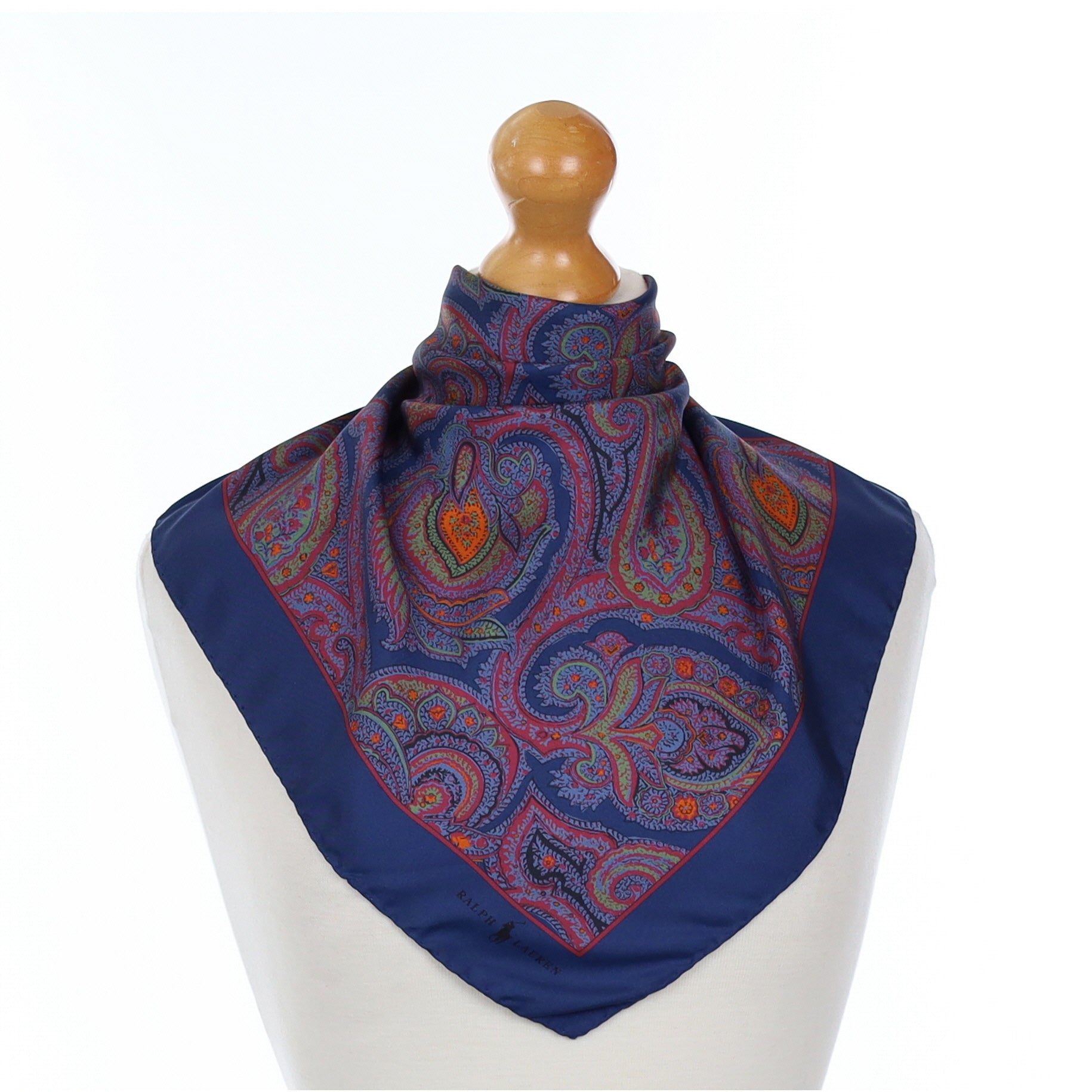 Ralph Lauren Blue Paisley Silk Scarf