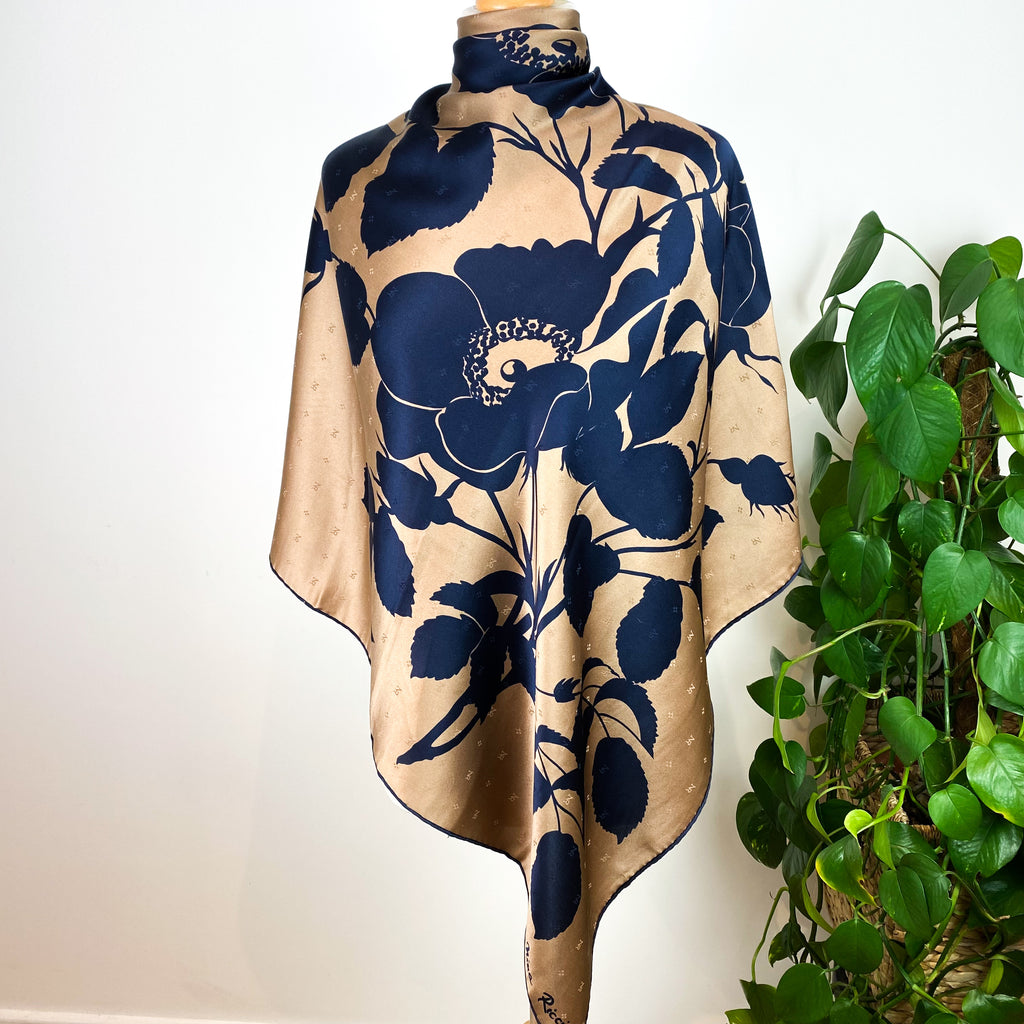 Stunning Nina Ricci Floral Designer Silk Scarf