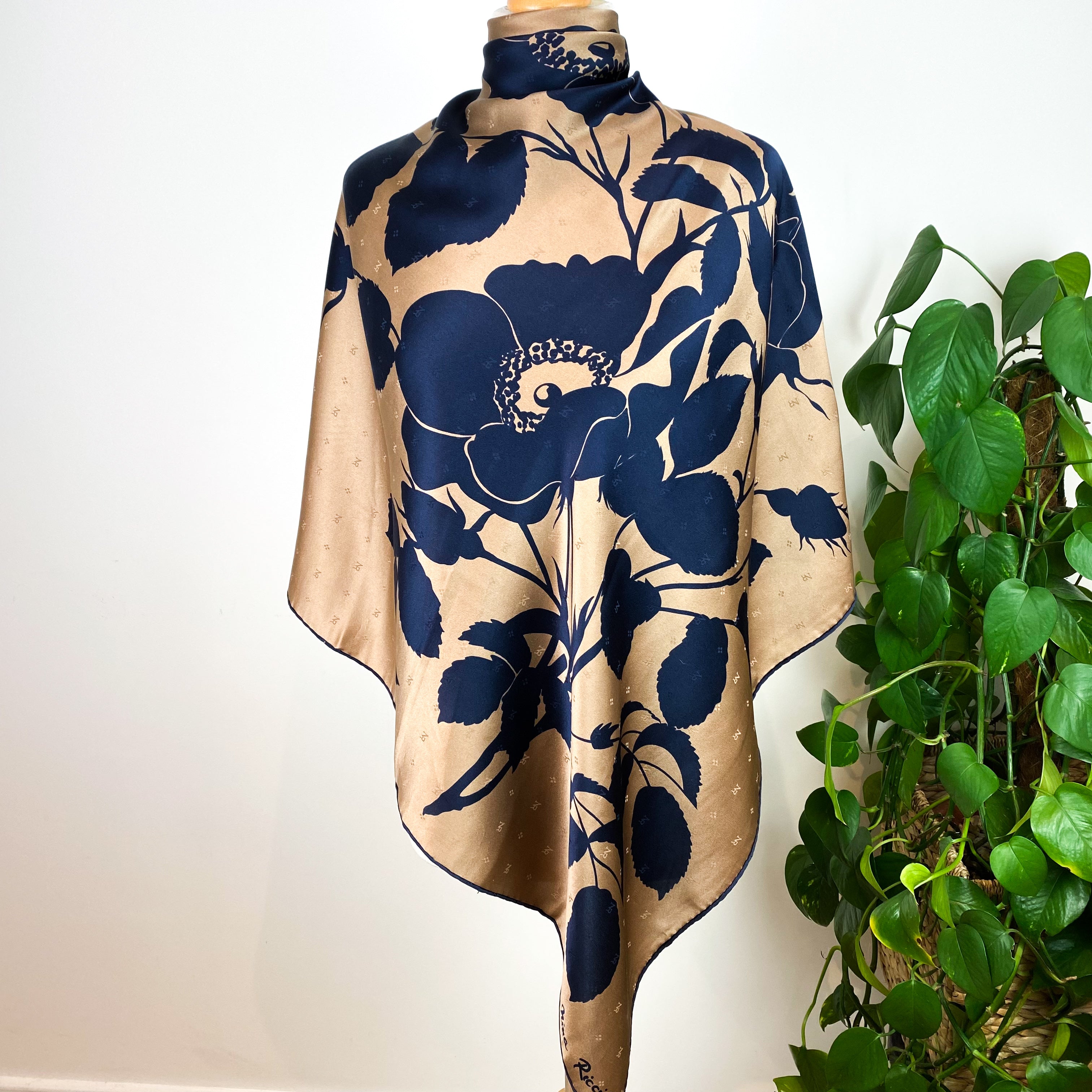 Stunning Nina Ricci Floral Designer Silk Scarf