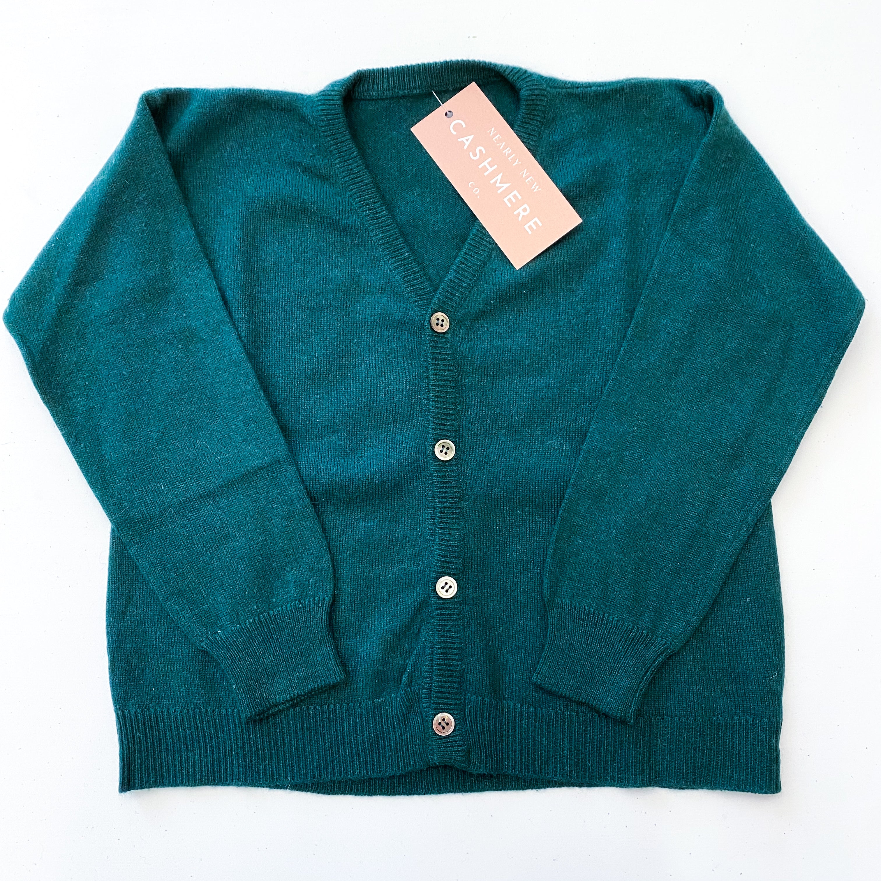 Children’s Bottle Green Cashmere V-Neck Cardigan Age 4