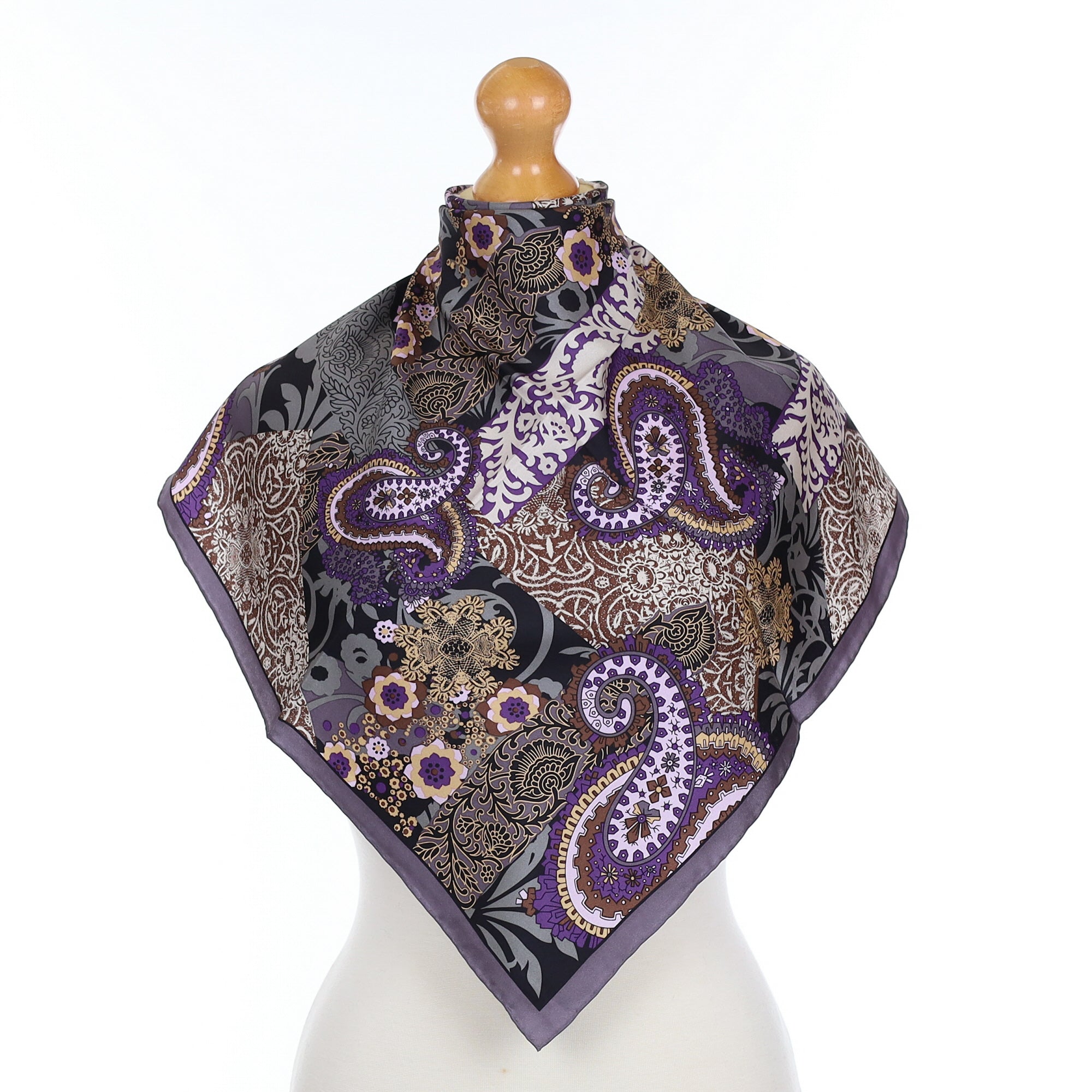 Brand New Fraas Purple Paisley Silk Scarf