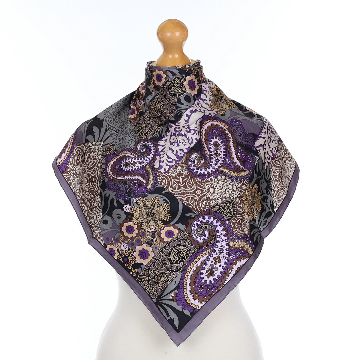 Brand New Fraas Purple Paisley Silk Scarf