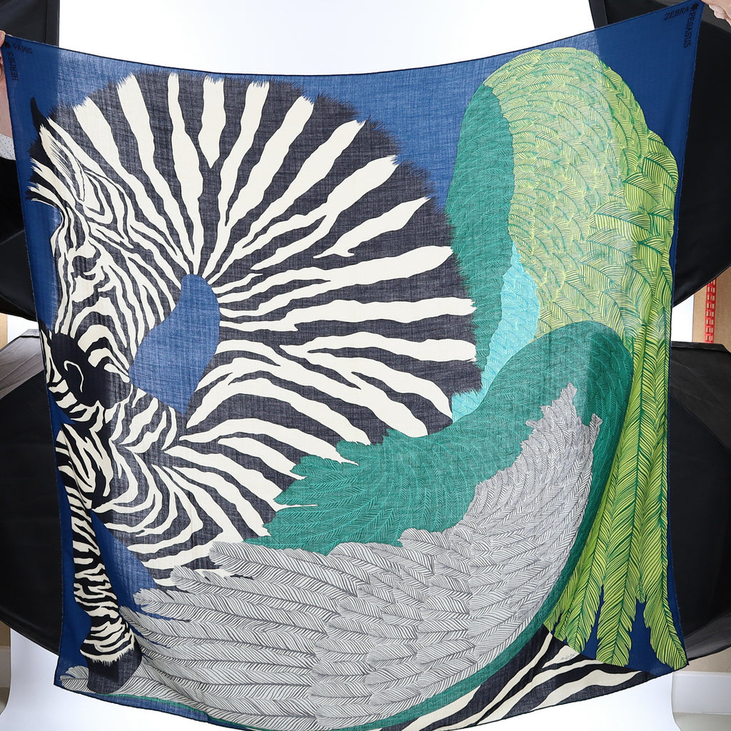 Hermès Zebra Pegasus Cashmere and Silk Stole