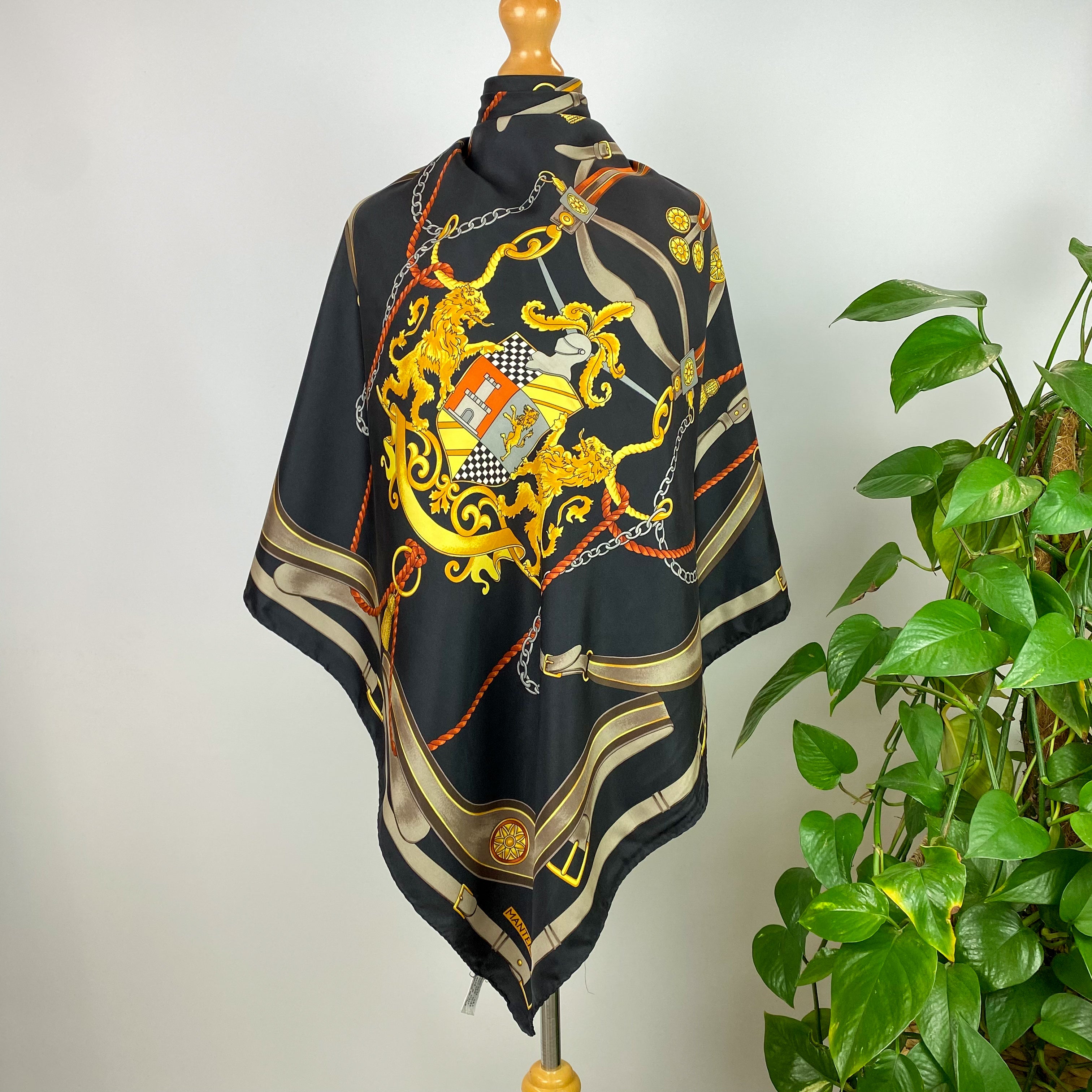 Mantero Black and Grey Silk Scarf