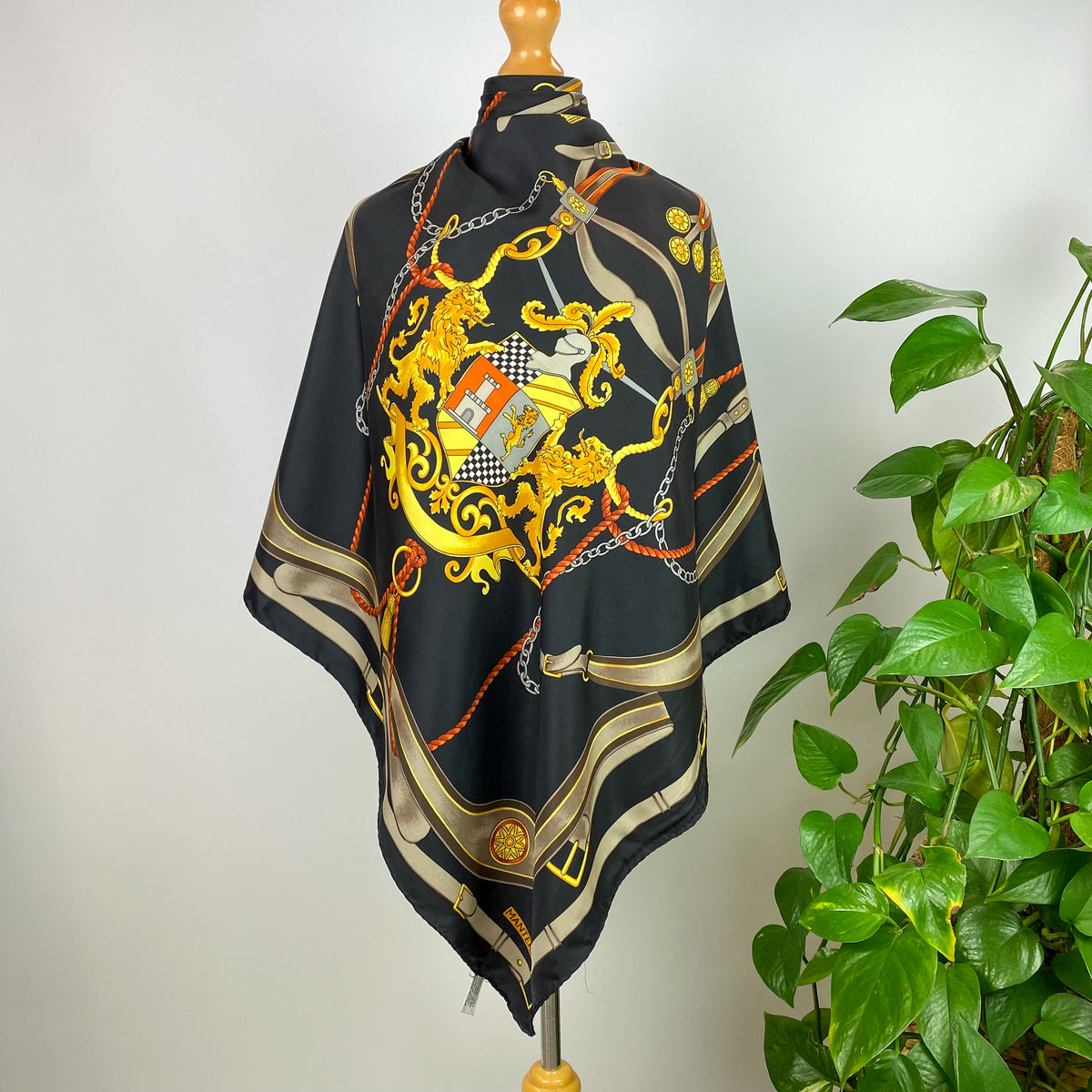 Mantero Black and Grey Silk Scarf