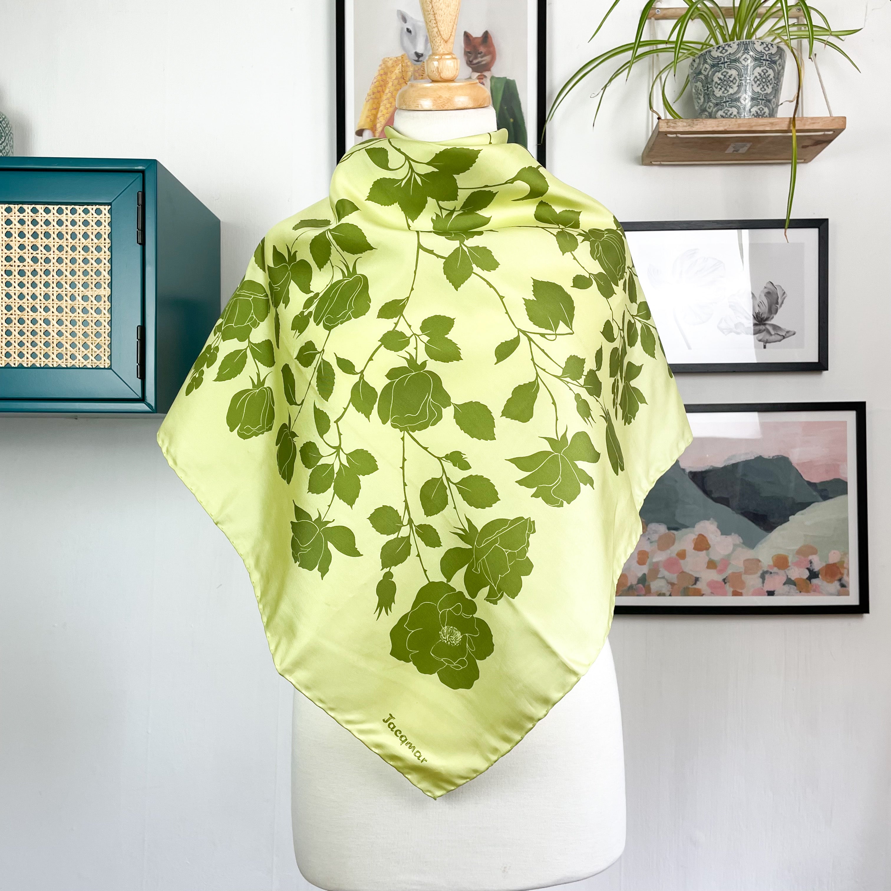Jacqmar Floral Design Vintage Silk Scarf