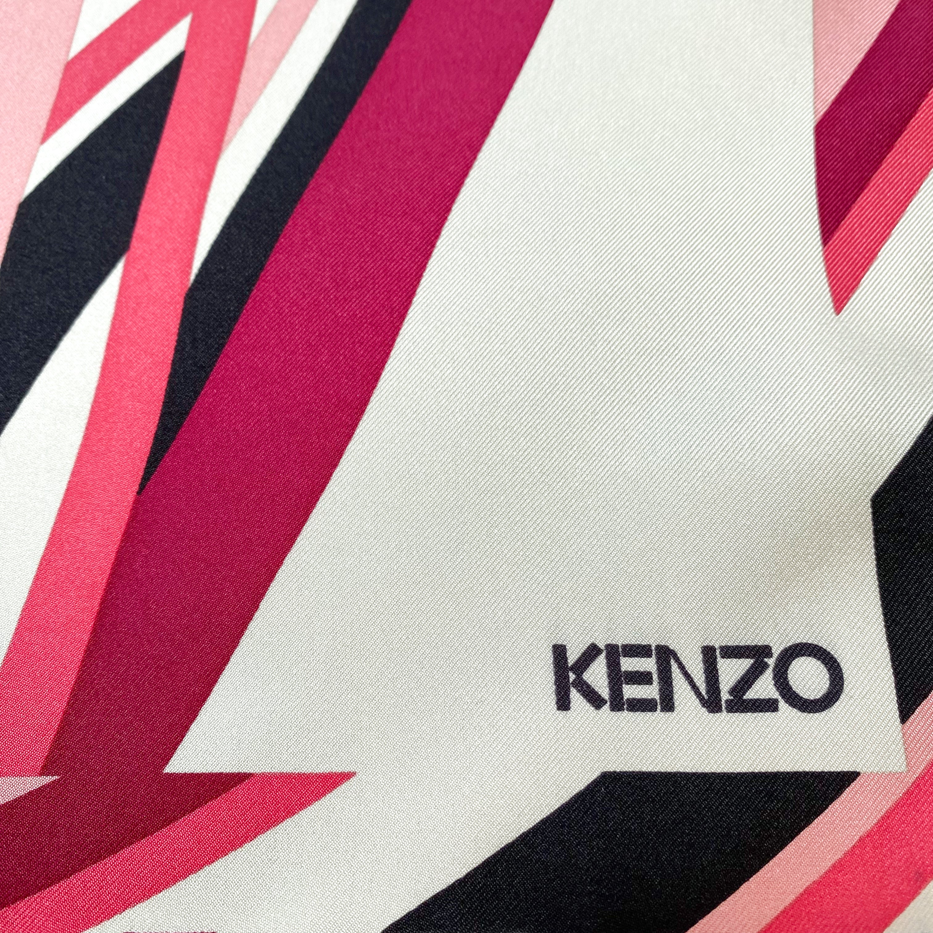 Abstract Pink Kenzo Silk Scarf