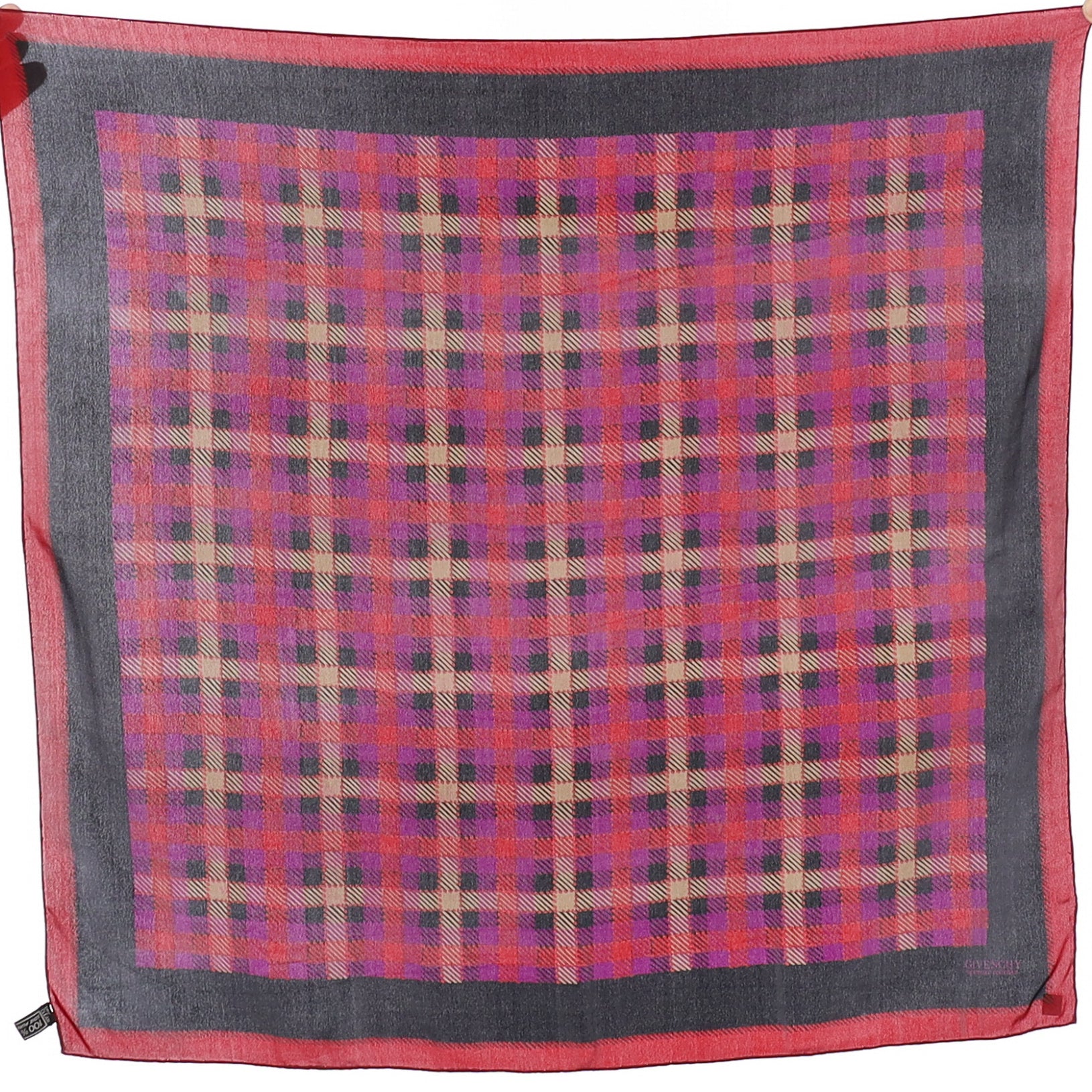 Givenchy Checked Designer Vintage Silk Scarf