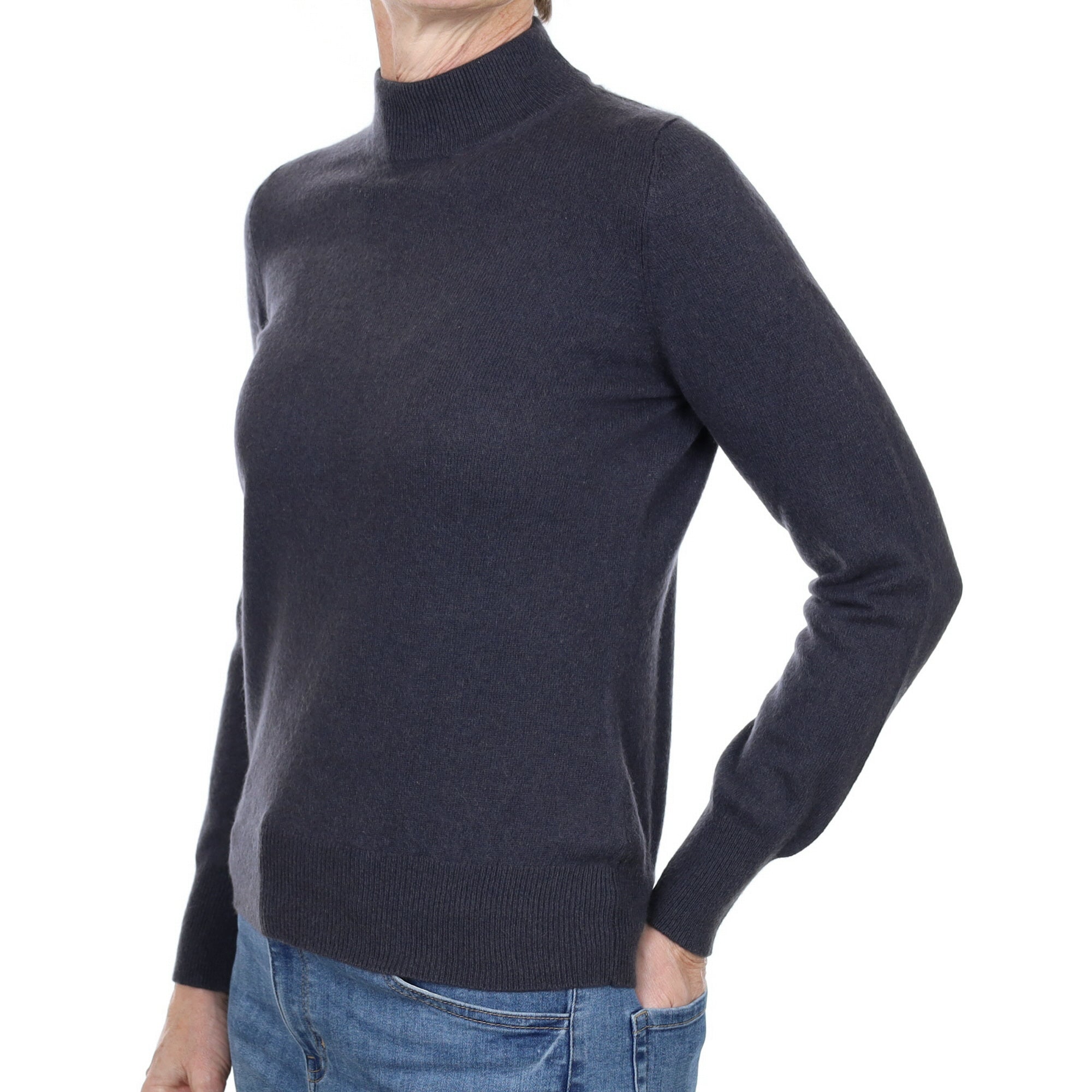 Graphite Grey Cashmere Turtle Neck Jumper Small