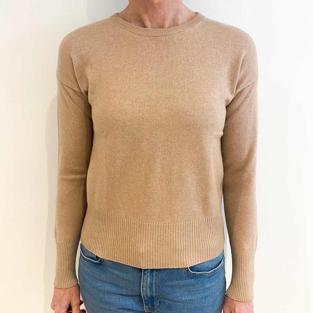 Dusky Pink Cashmere Crew Neck Jumper Small