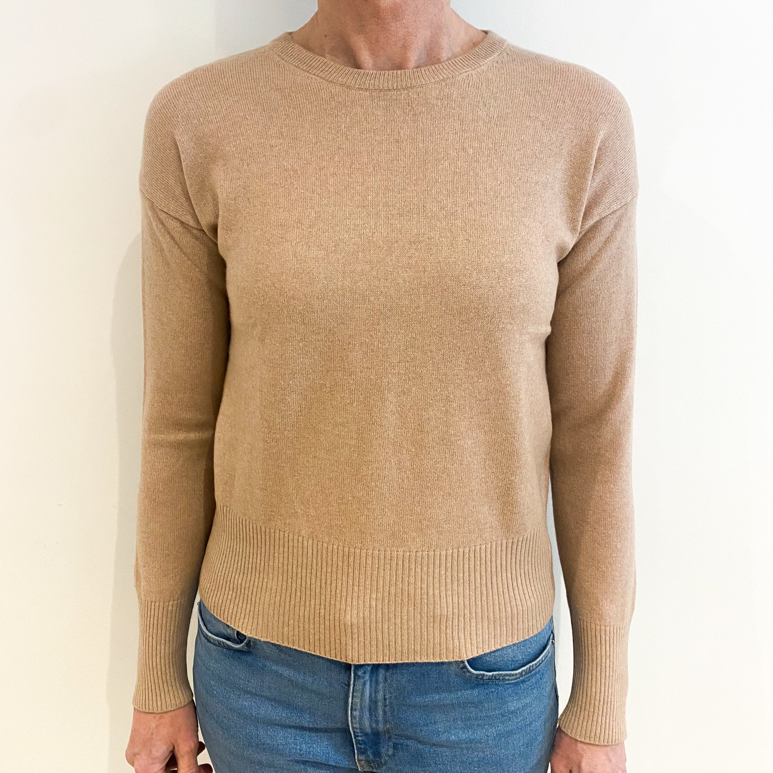 Dusky Pink Cashmere Crew Neck Jumper Small