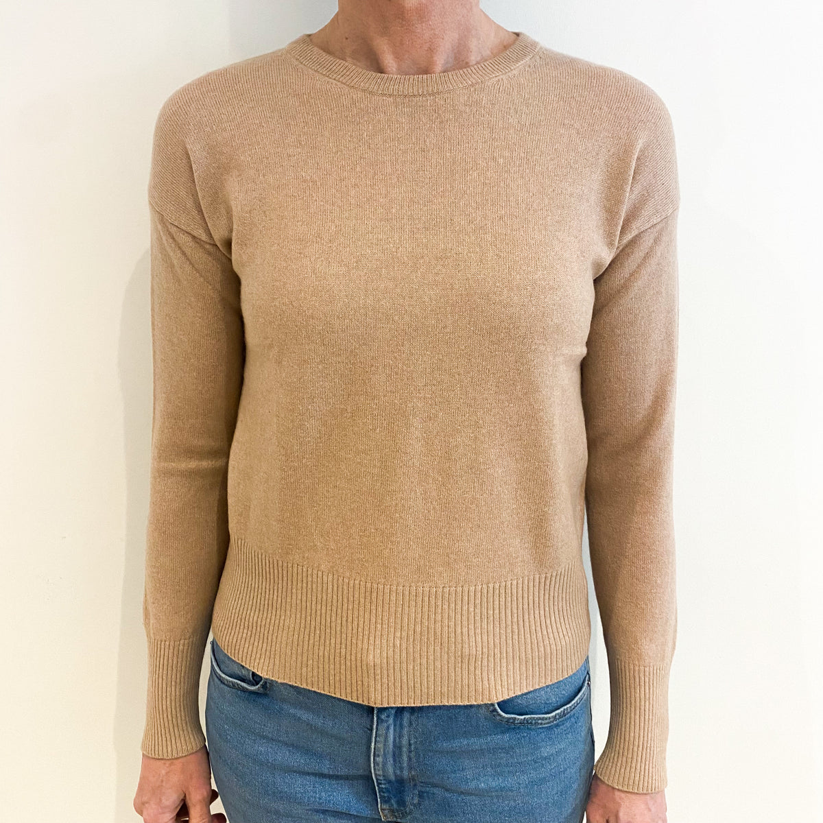 Dusky Pink Cashmere Crew Neck Jumper Small