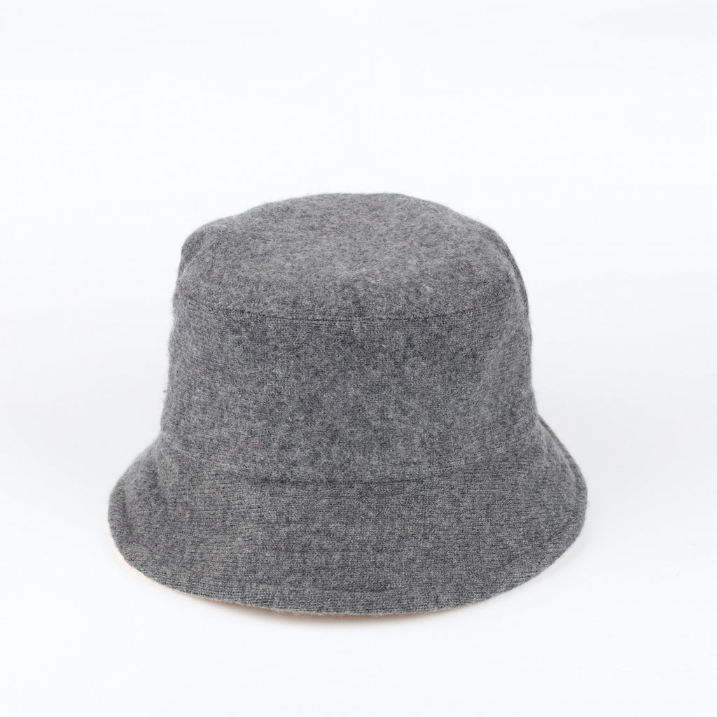 Carnation Pink and Grey Reversible Cashmere Bucket Hat Medium