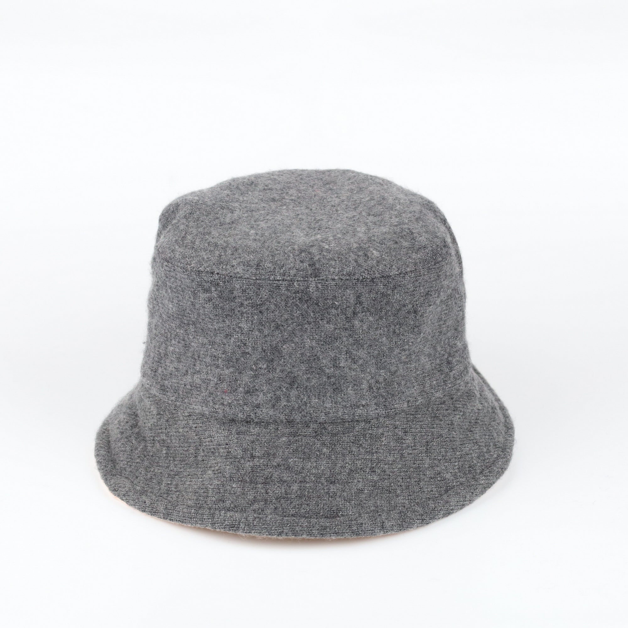 Carnation Pink and Grey Reversible Cashmere Bucket Hat Medium