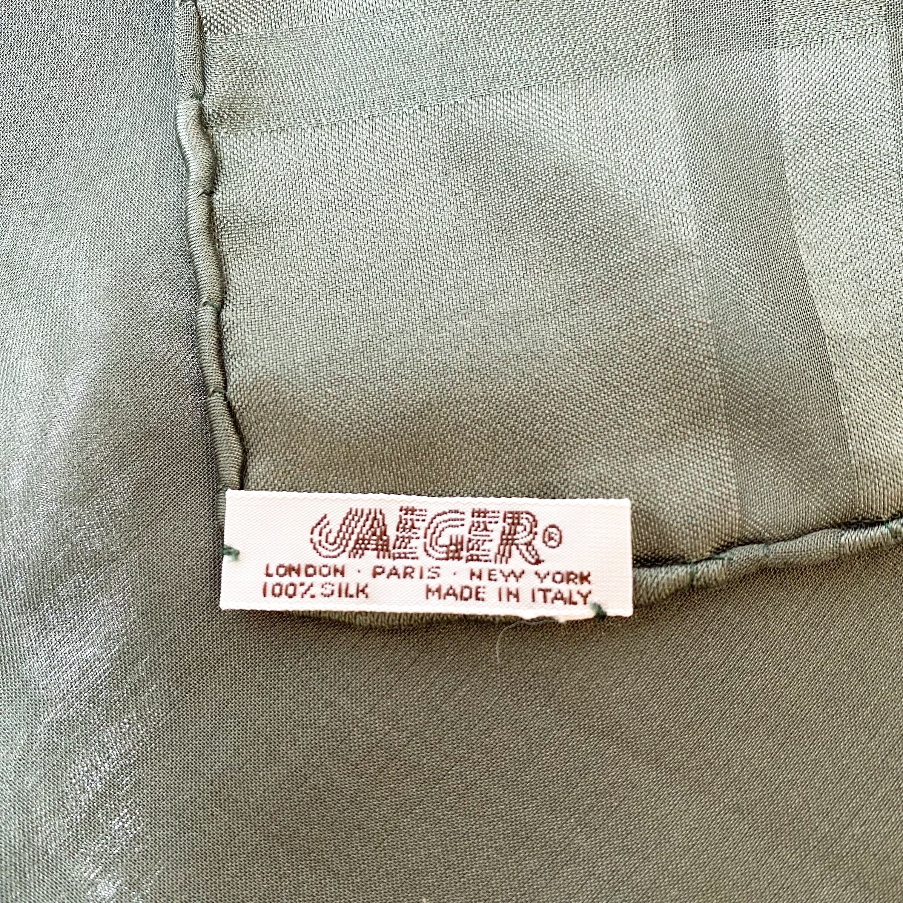 Vintage Jaeger Khaki Silk Scarf